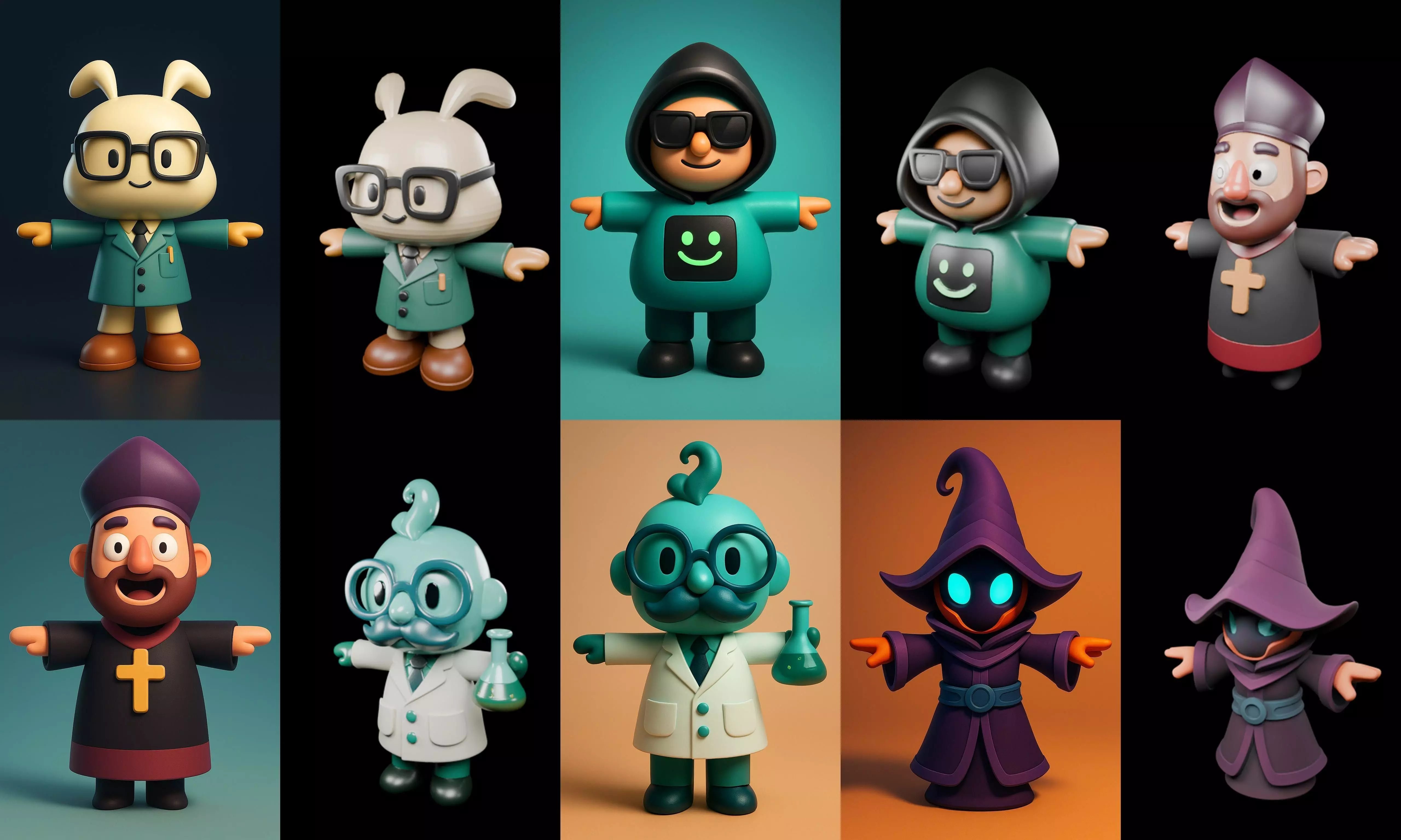 Mini Boy Fantasy bundle 3 pack 100 glb 3D model_18