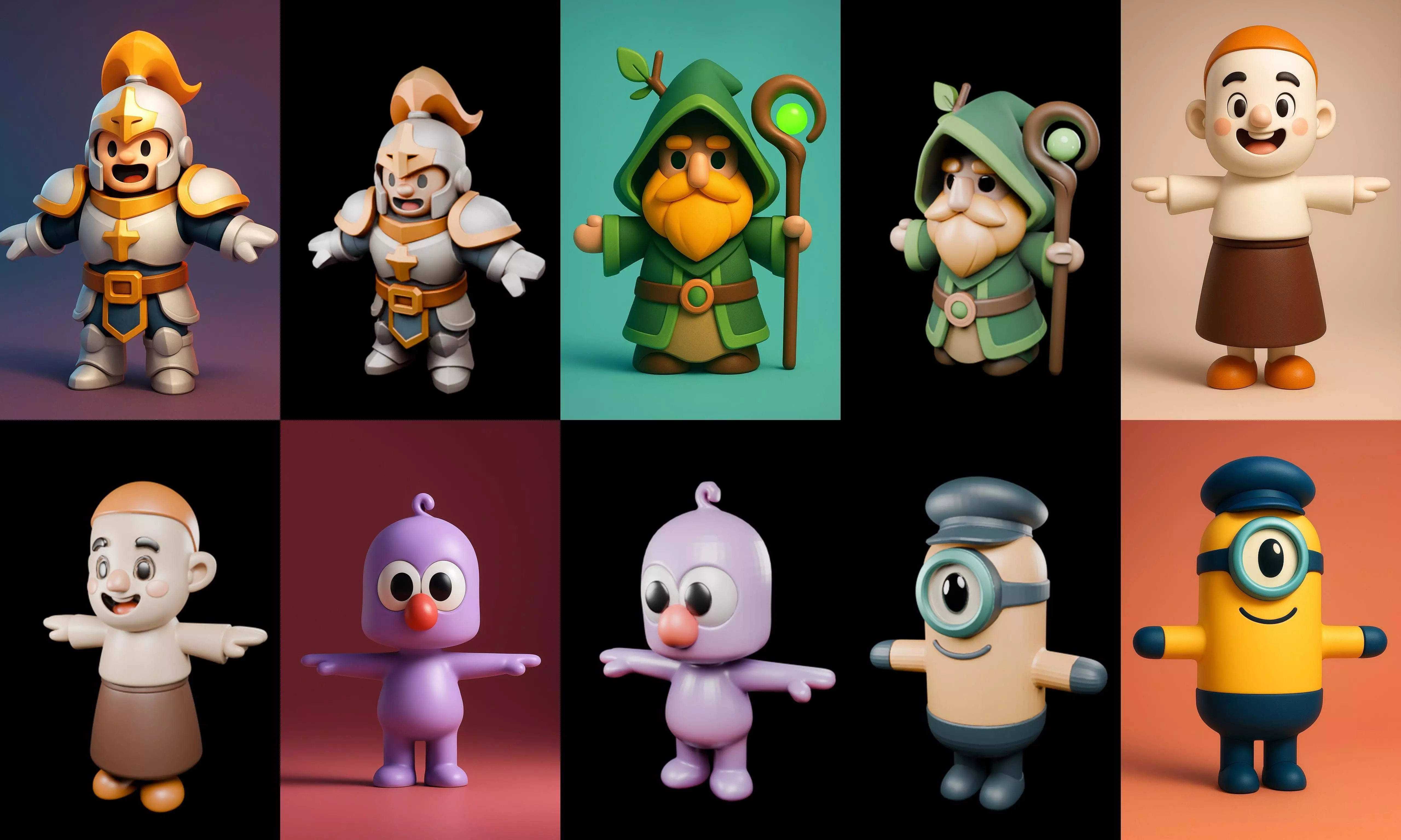 Mini Boy Fantasy bundle 3 pack 100 glb 3D model_11