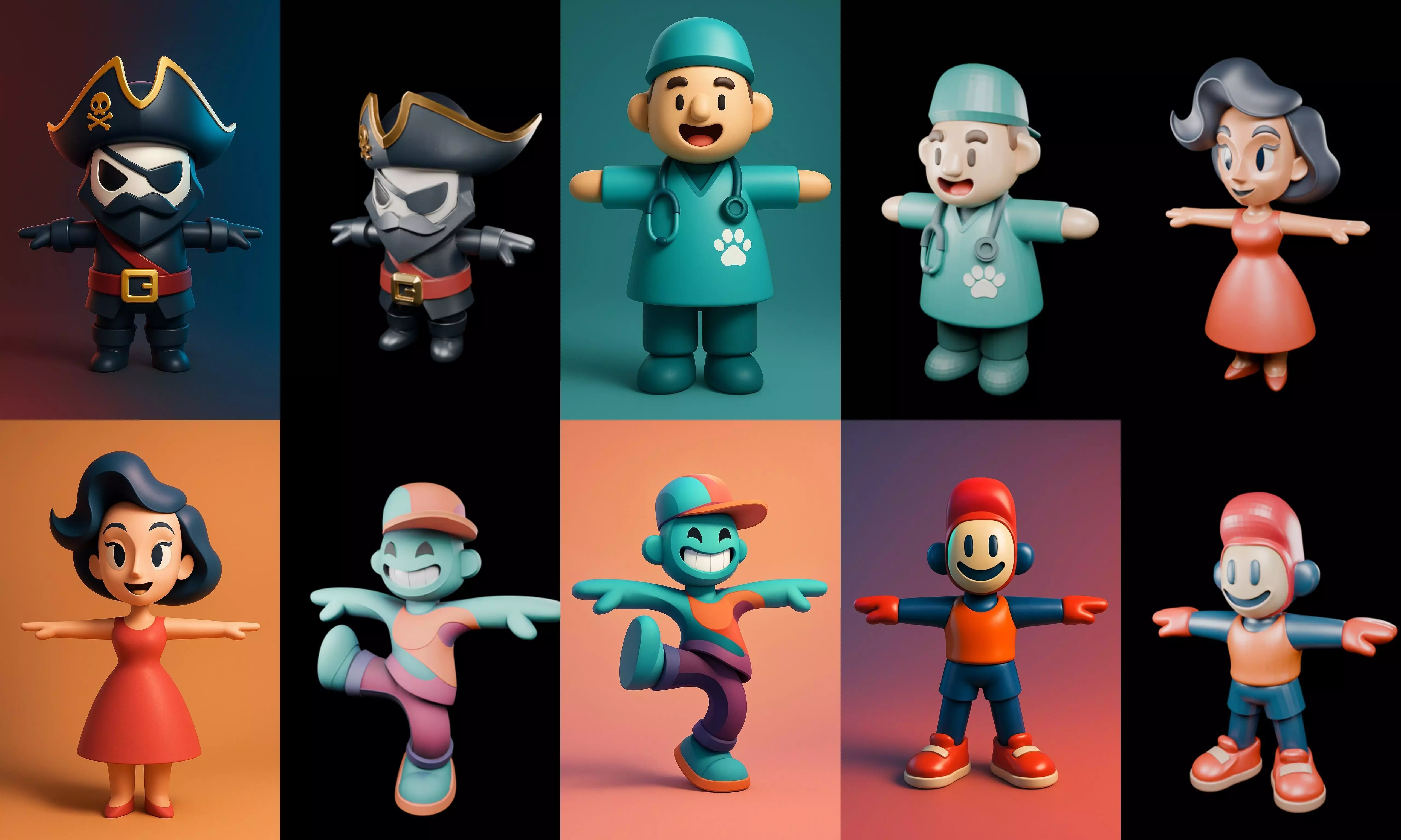 Mini Boy Fantasy bundle 3 pack 100 glb 3D model_13