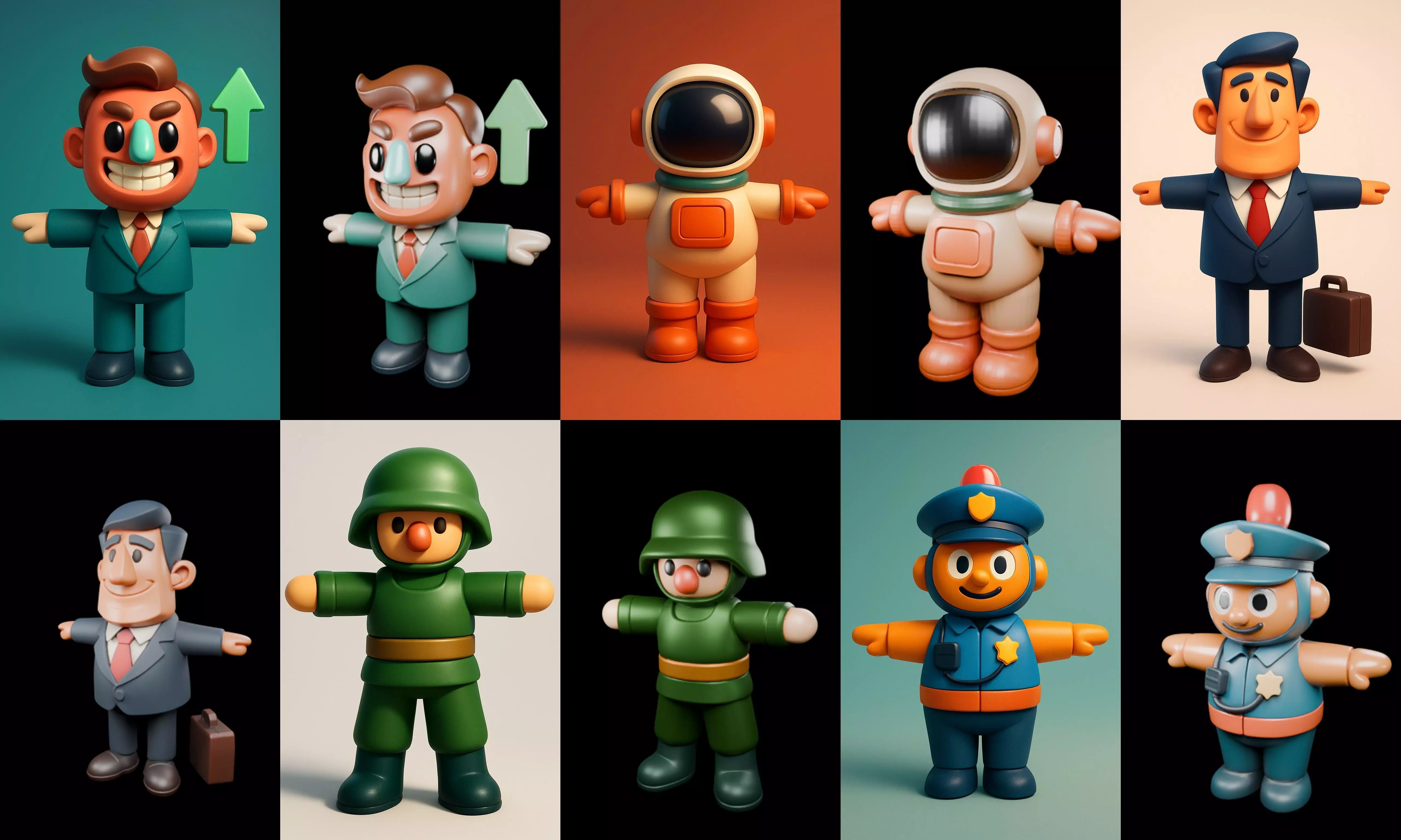 Mini Boy Fantasy bundle 3 pack 100 glb 3D model_8
