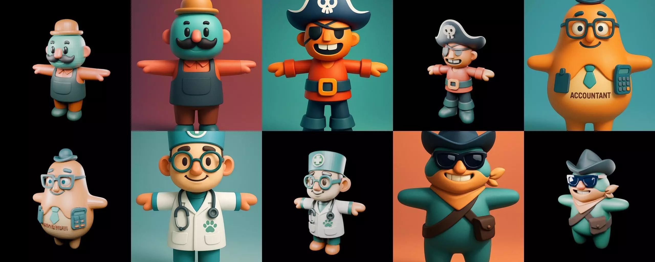 Mini Boy Fantasy bundle 3 pack 100 glb 3D model_2