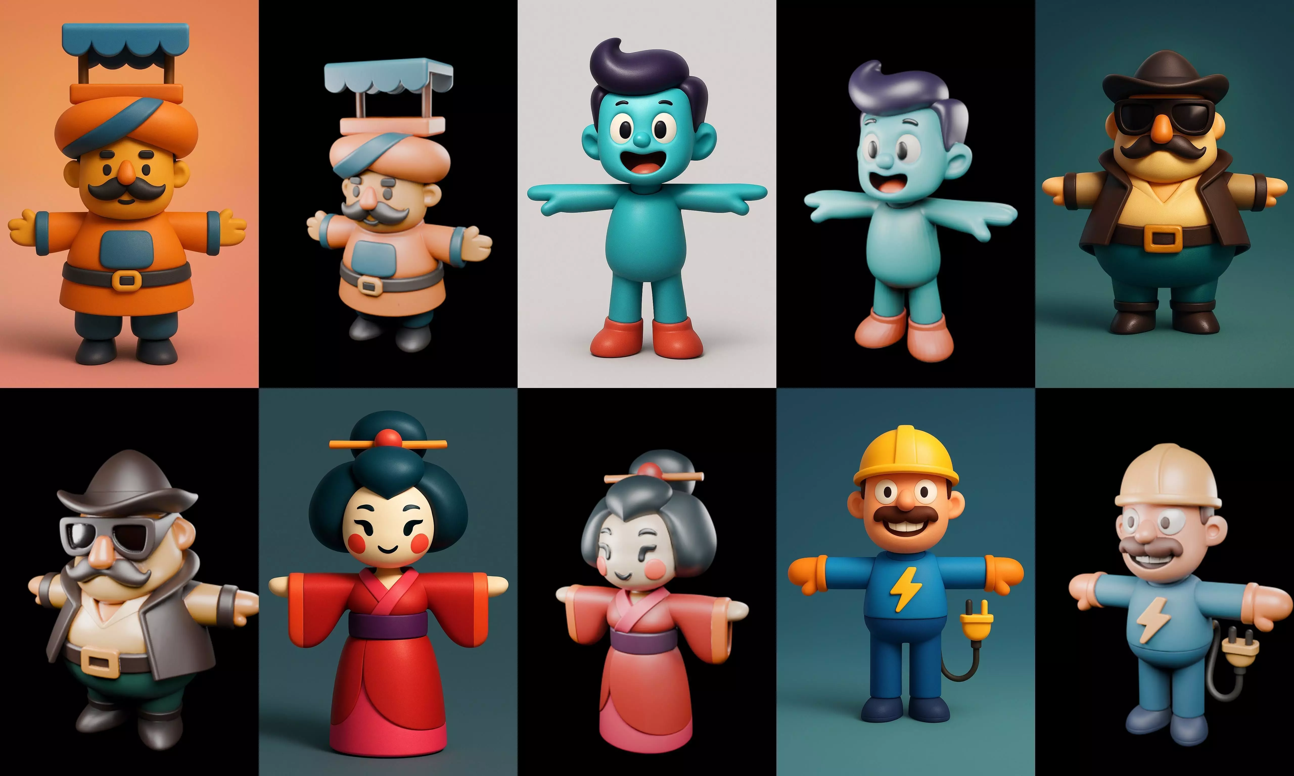 Mini Boy Fantasy bundle 3 pack 100 glb 3D model_15