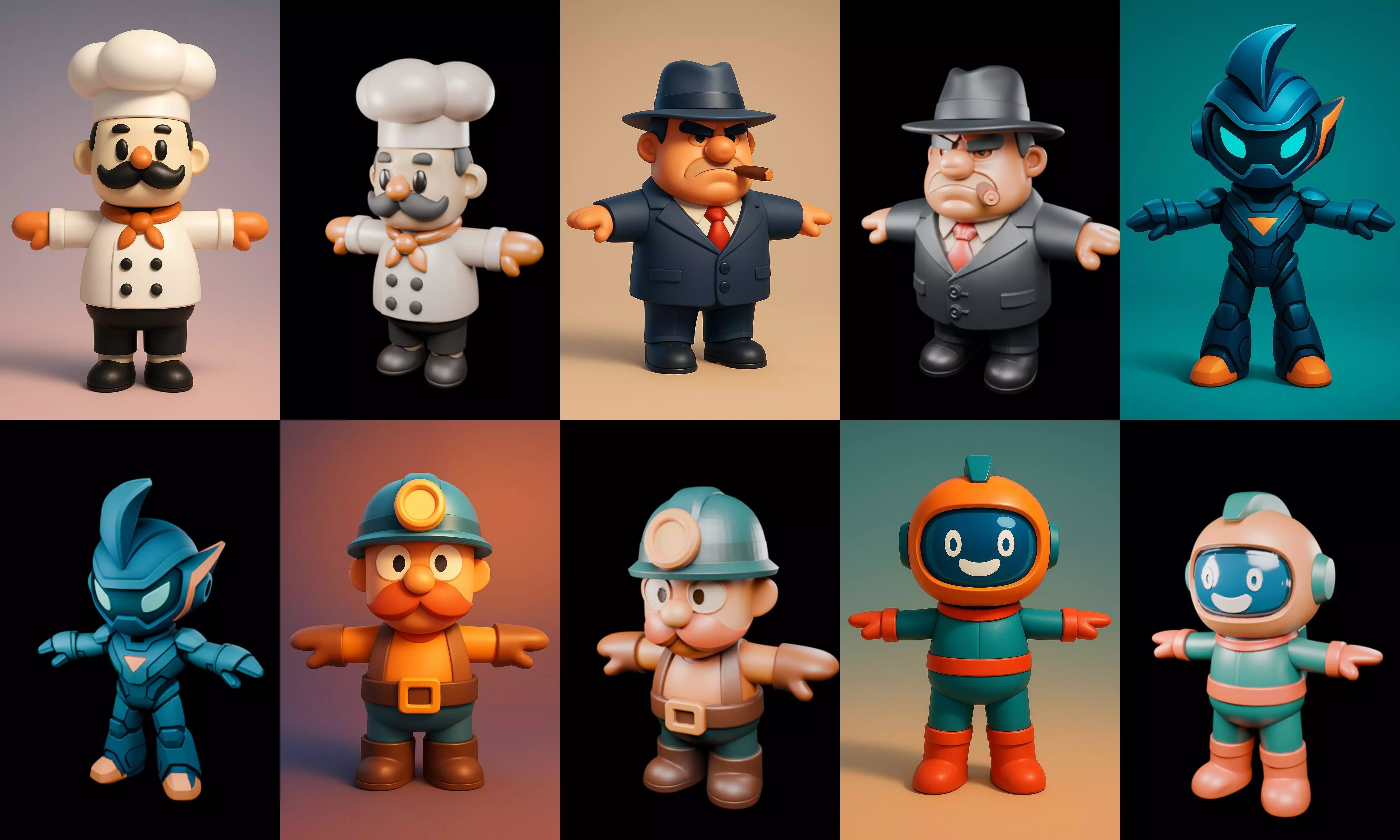 Mini Boy Fantasy bundle 13 pack 100 glb 3D model_0