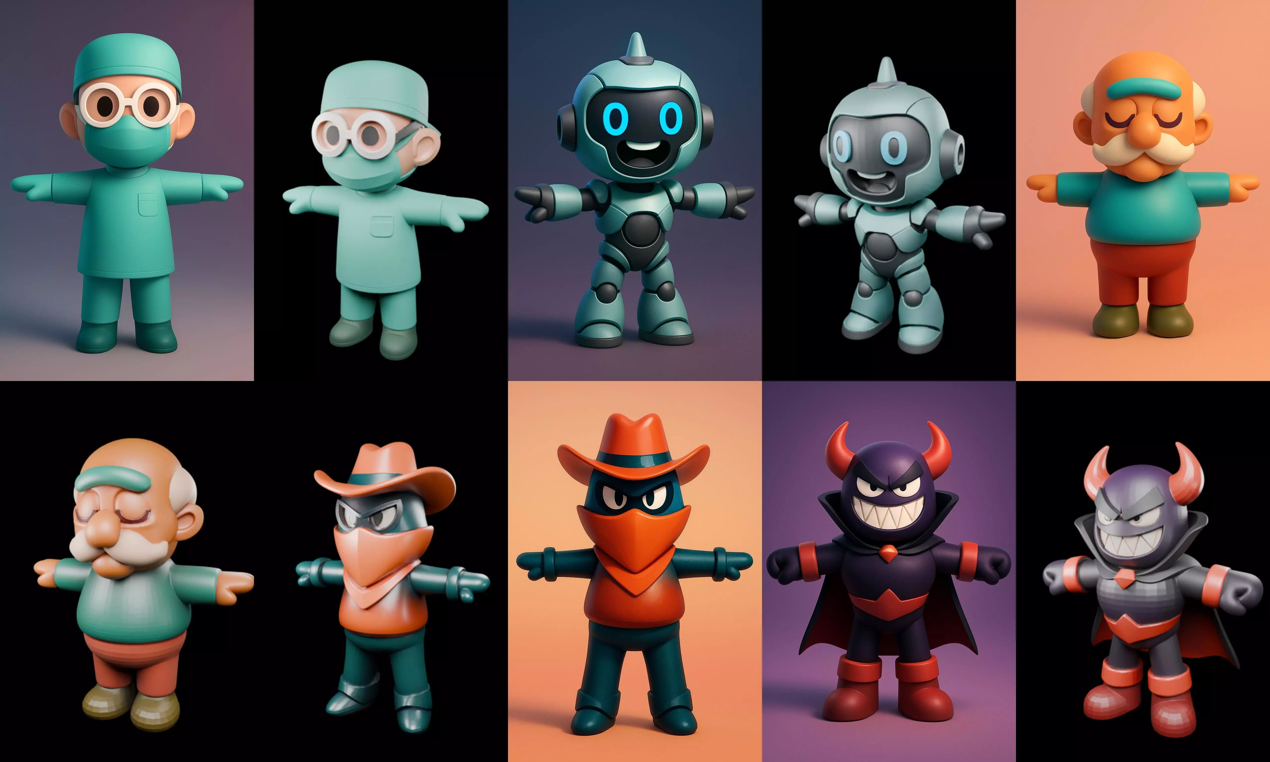 Mini Boy Fantasy bundle 13 pack 100 glb 3D model_10