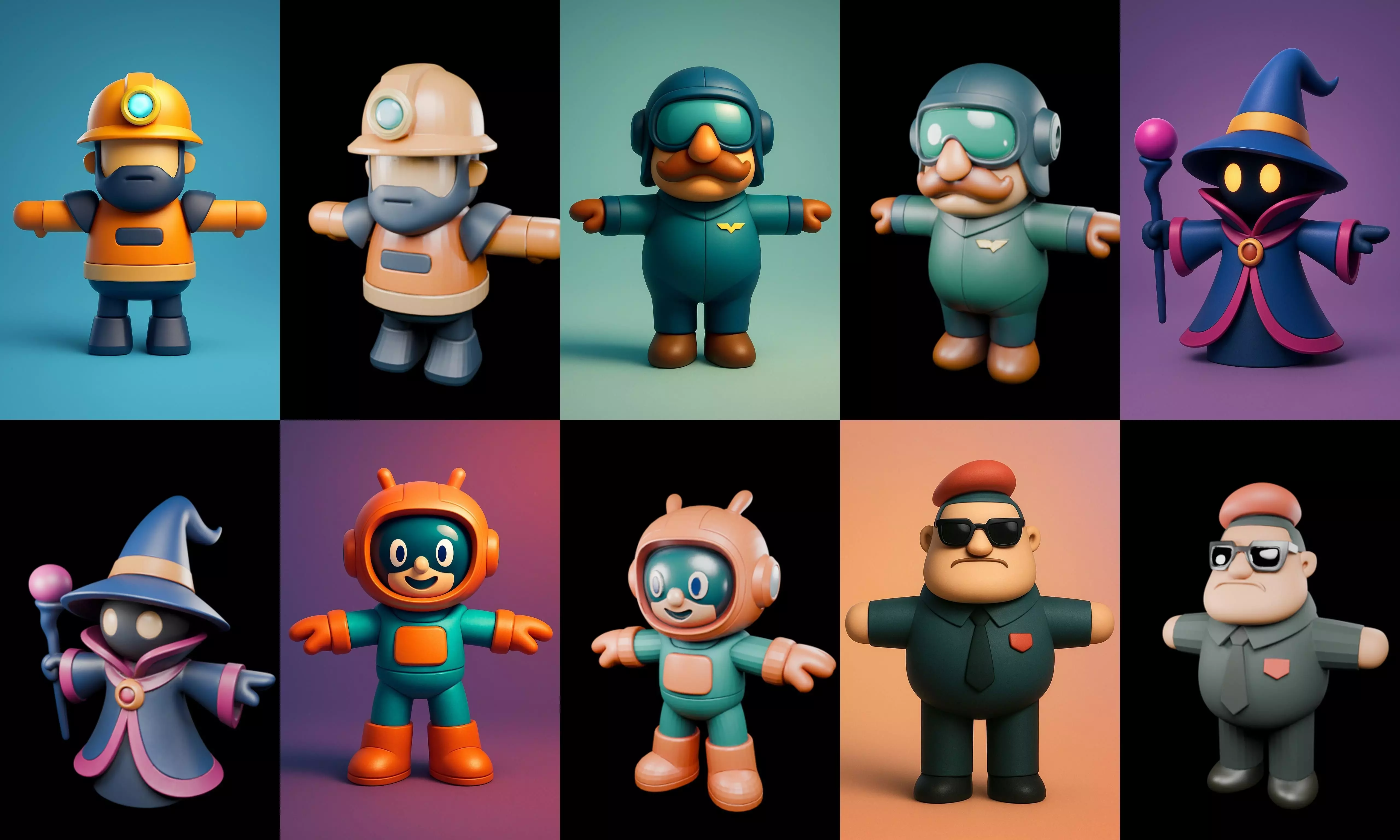 Mini Boy Fantasy bundle 12 pack 100 glb 3D model_1