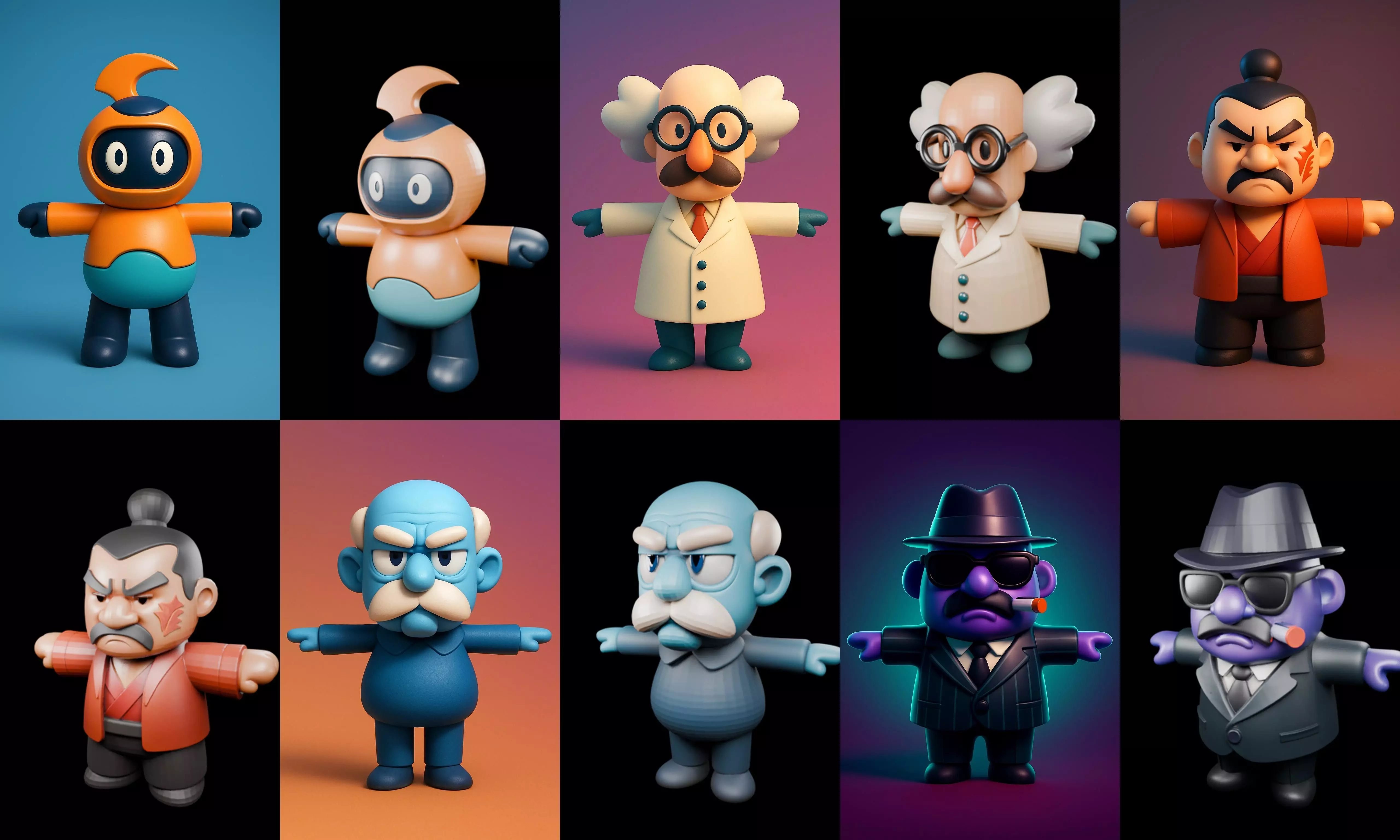 Mini Boy Fantasy bundle 12 pack 100 glb 3D model_11