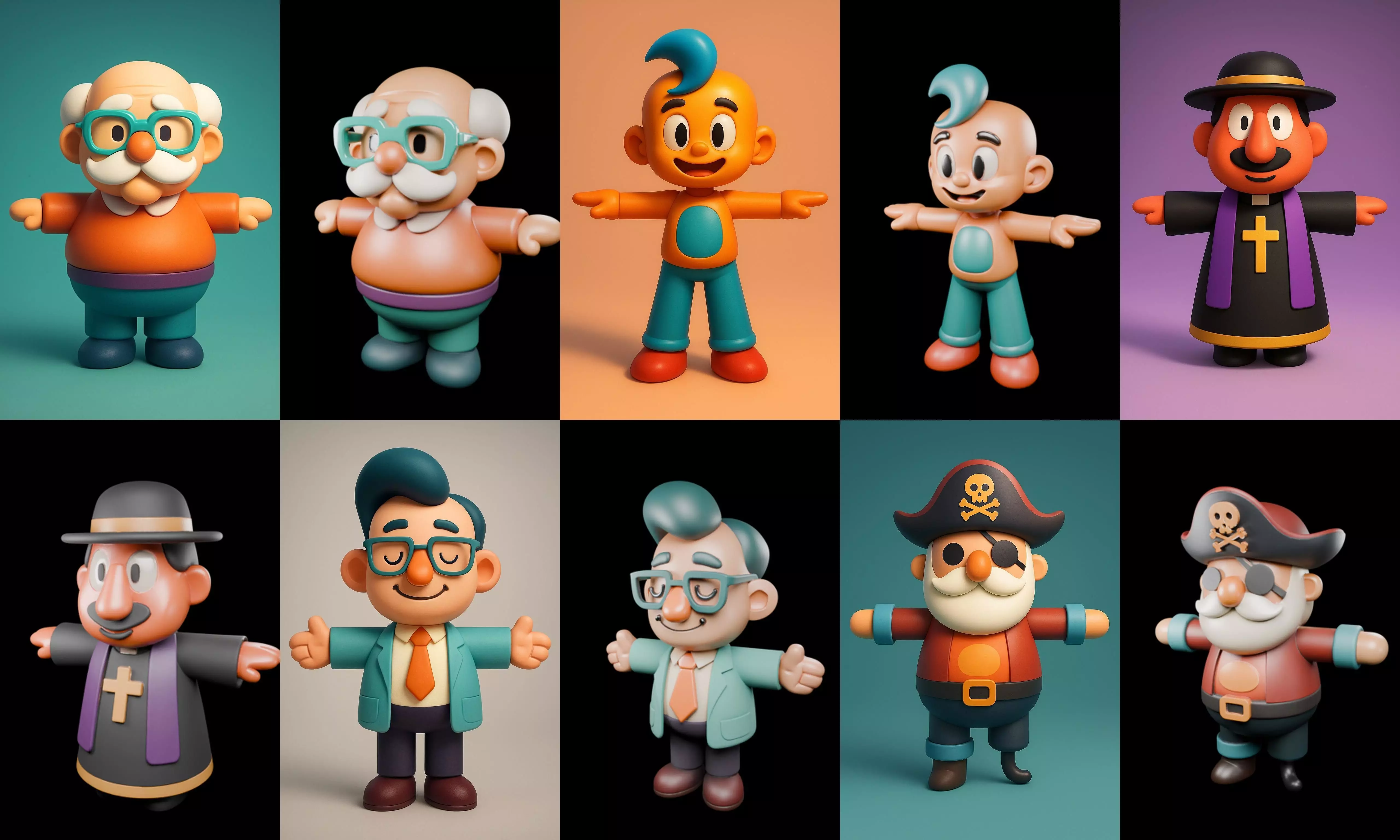 Mini Boy Fantasy bundle 12 pack 100 glb 3D model_8