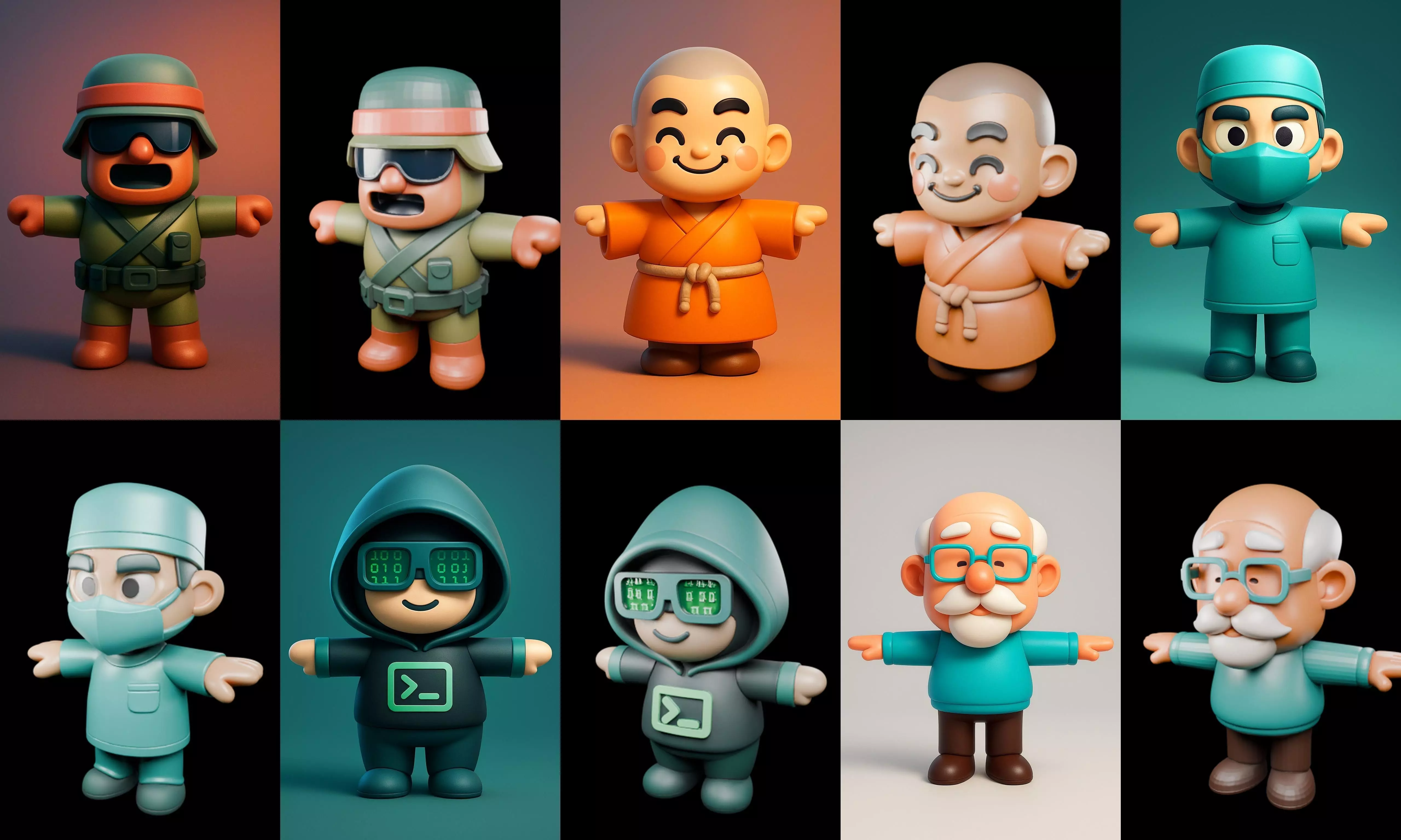 Mini Boy Fantasy bundle 10 pack 100 glb 3D model_7