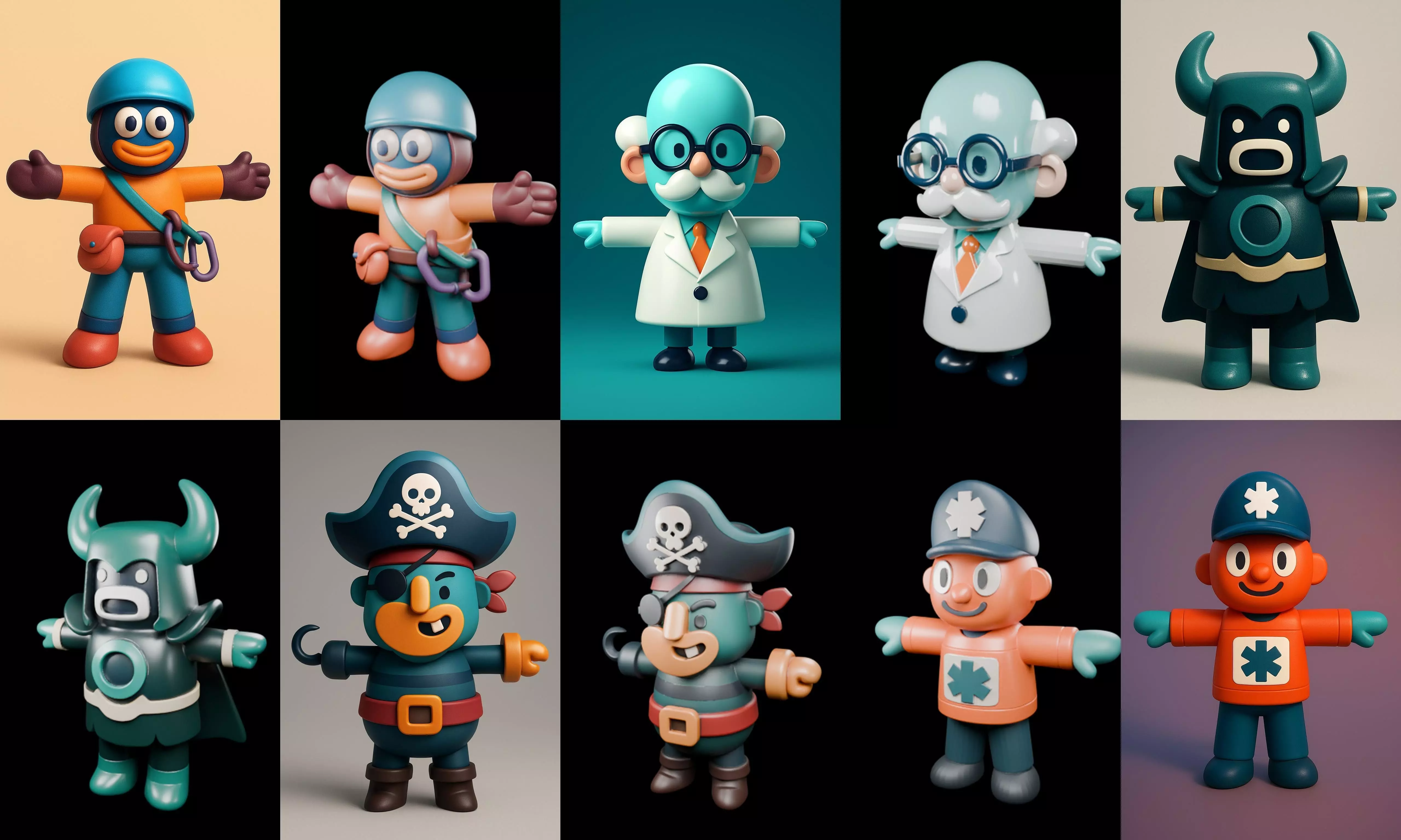 Mini Boy Fantasy bundle 10 pack 100 glb 3D model_9