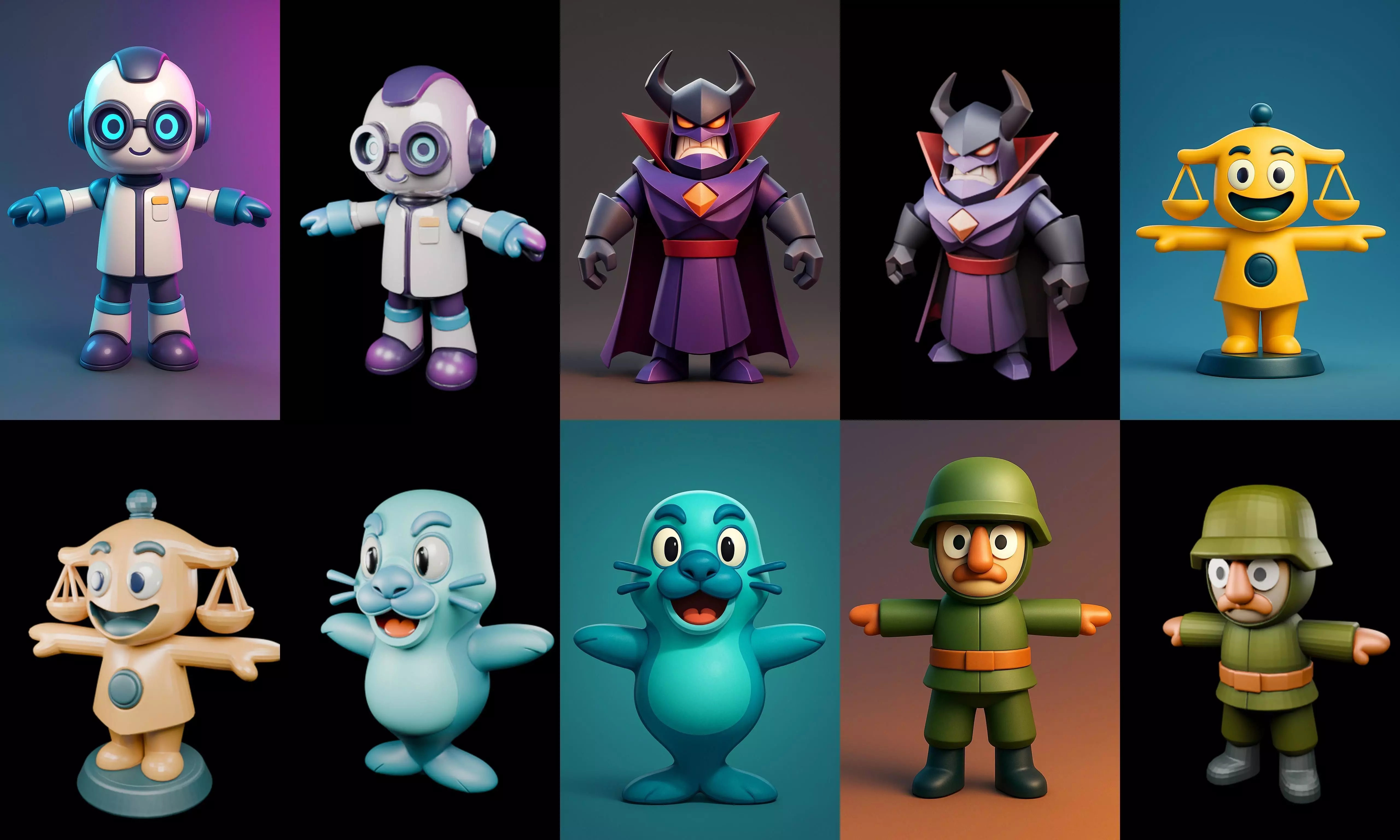 Mini Boy Fantasy bundle 10 pack 100 glb 3D model_17