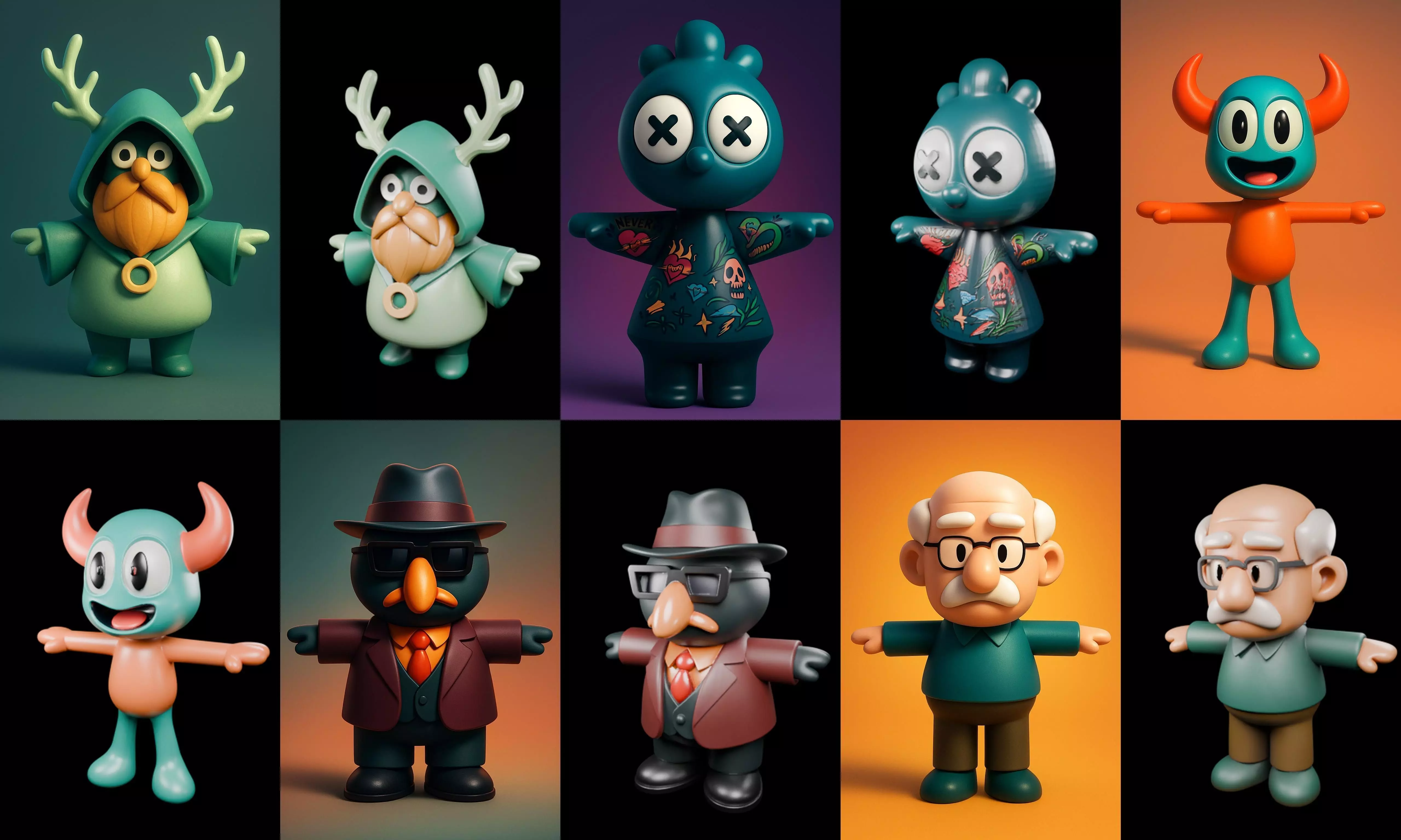 Mini Boy Fantasy bundle 10 pack 100 glb 3D model_0