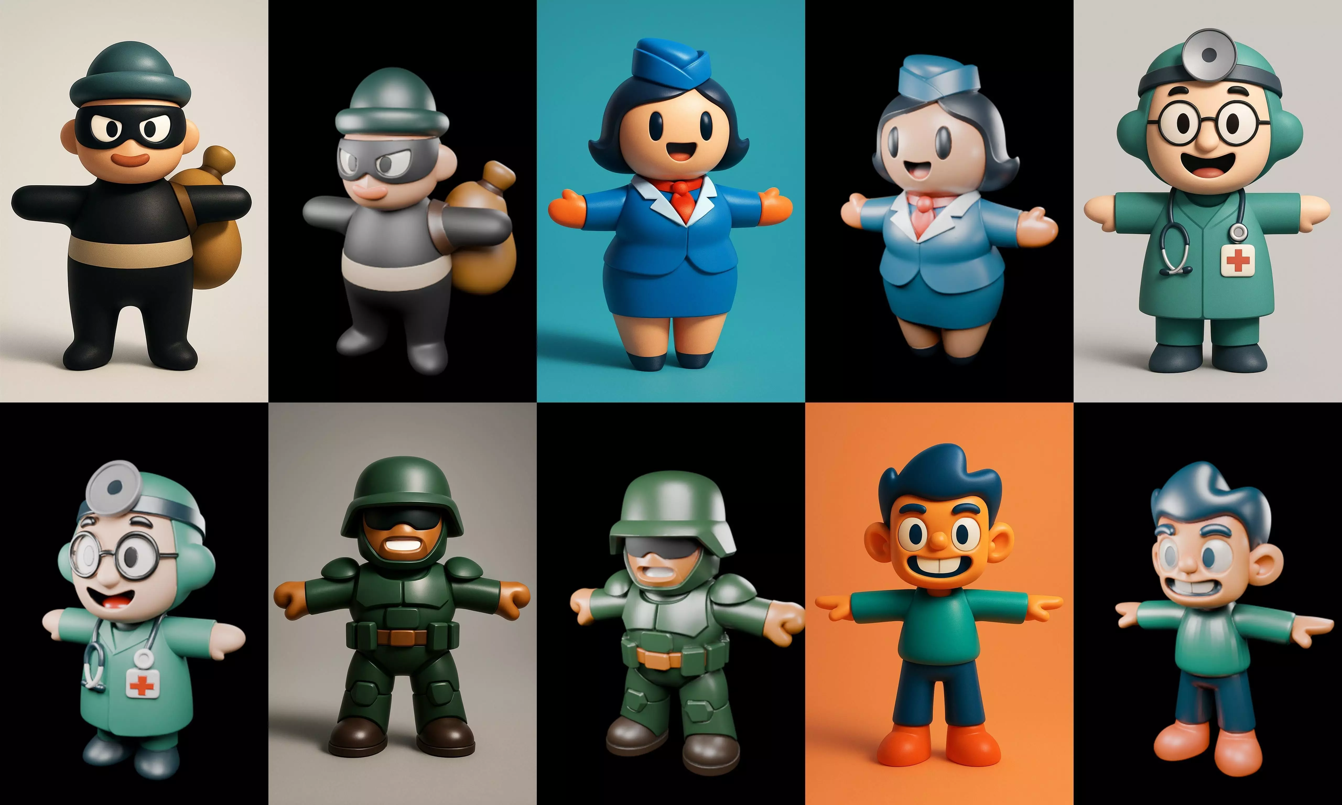 Mini Boy Fantasy bundle 10 pack 100 glb 3D model_13