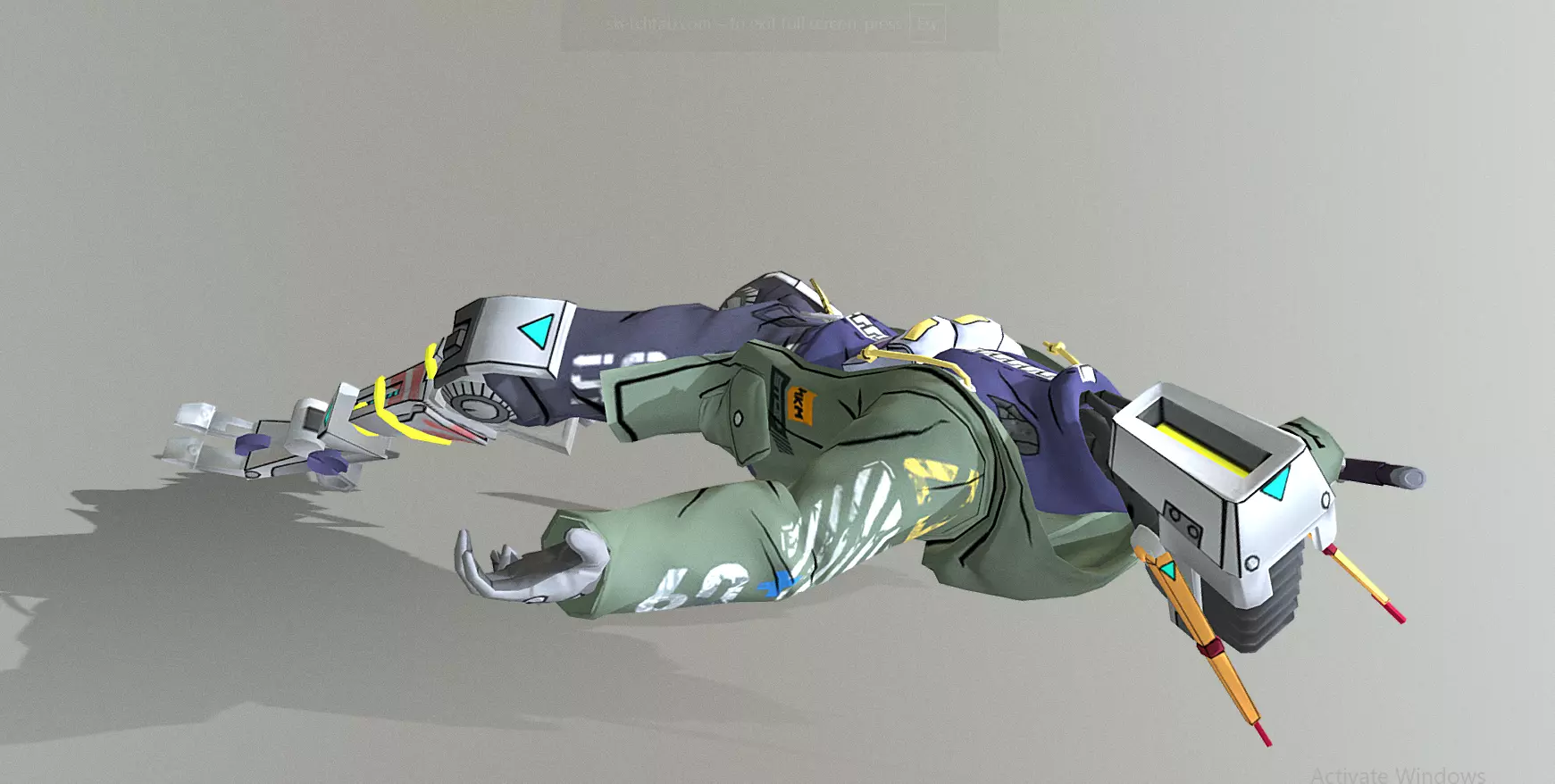 CYBORG Sword Police Warrior Dying 3D model