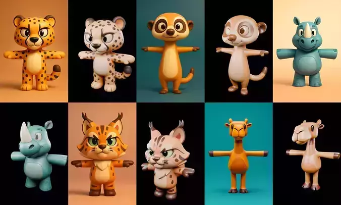 Mini Beast figurine printable bundle 9 pack 100 glb