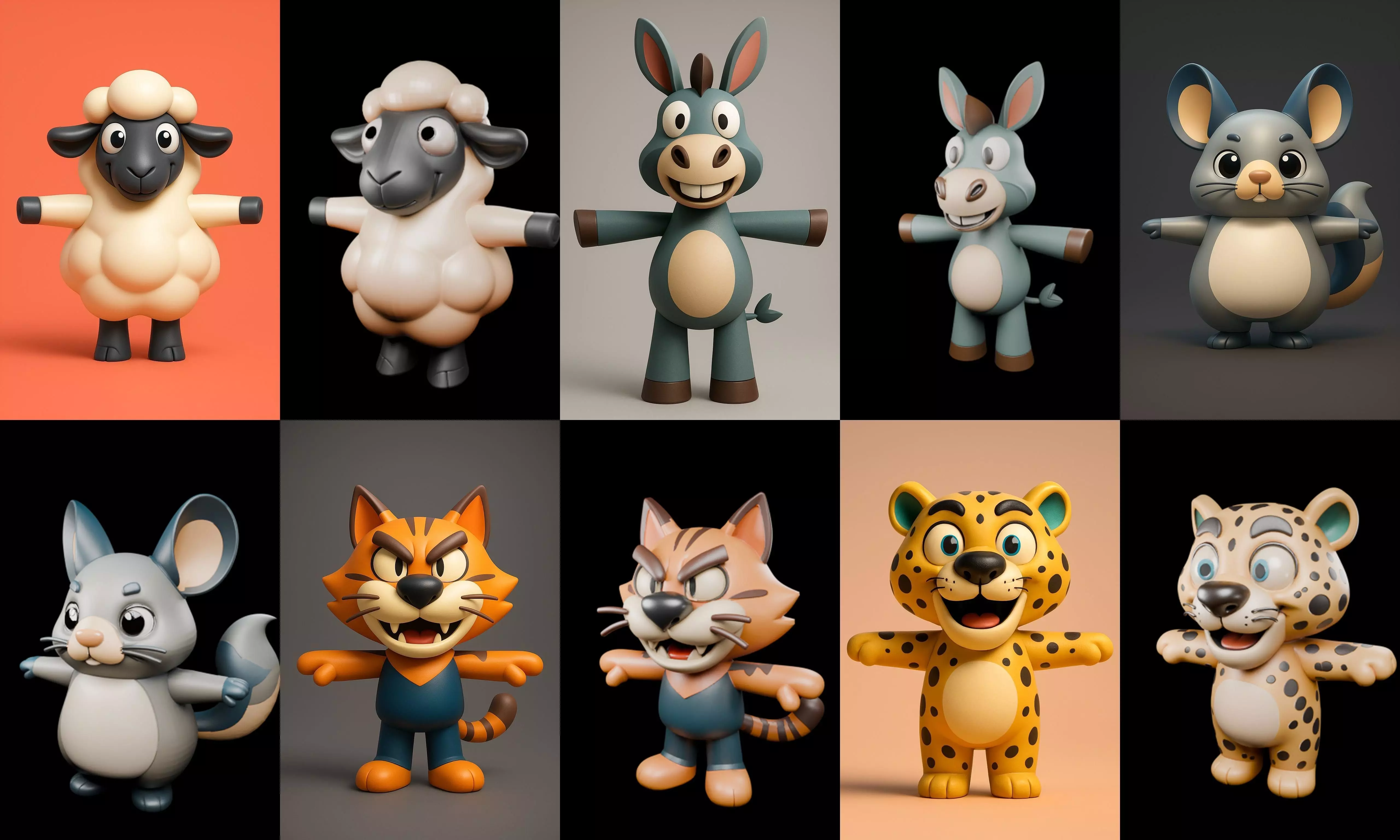 Mini Beast figurine printable bundle 7 pack 100 glb 3D model_17