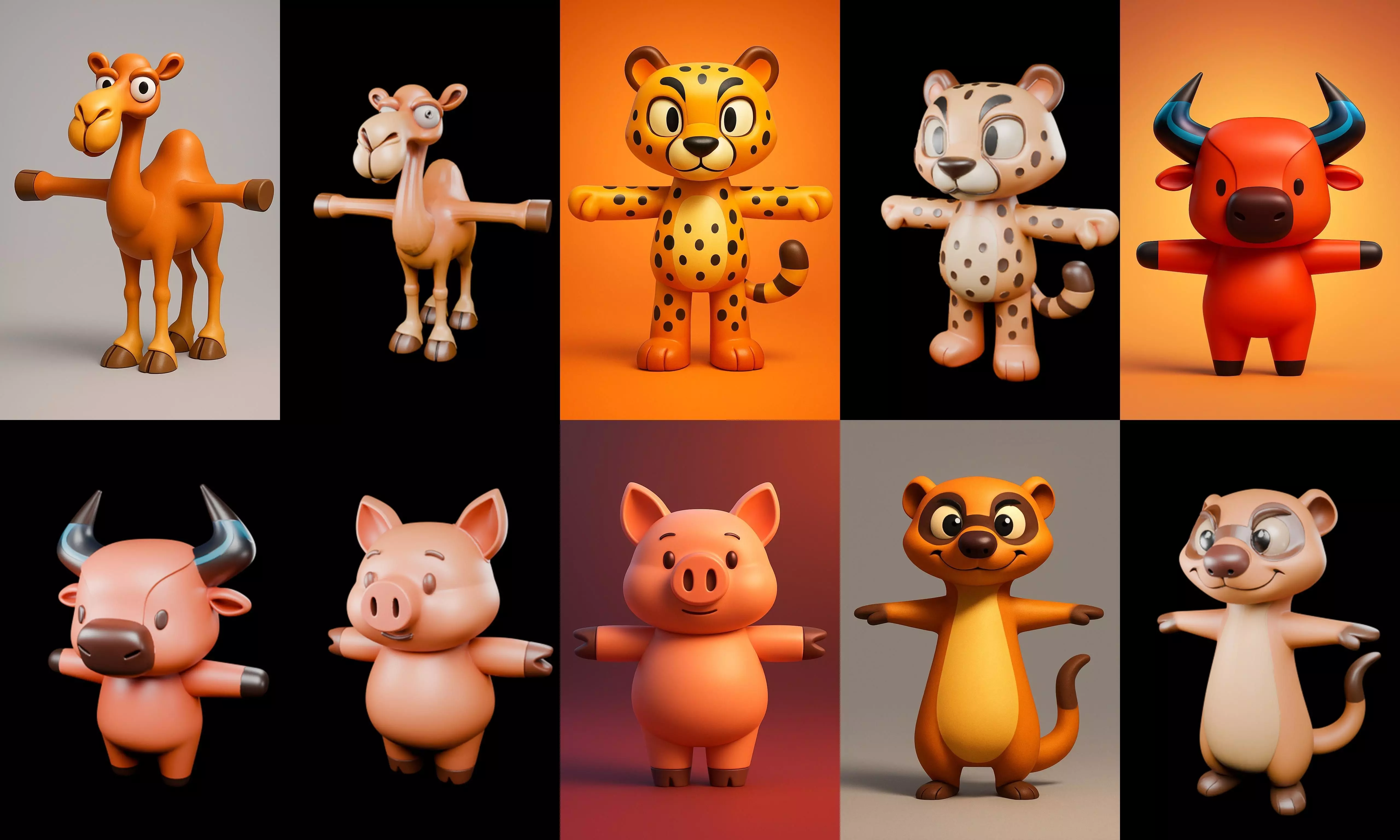 Mini Beast figurine printable bundle 7 pack 100 glb 3D model_5