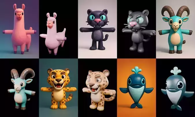 Mini Beast figurine printable bundle 7 pack 100 glb