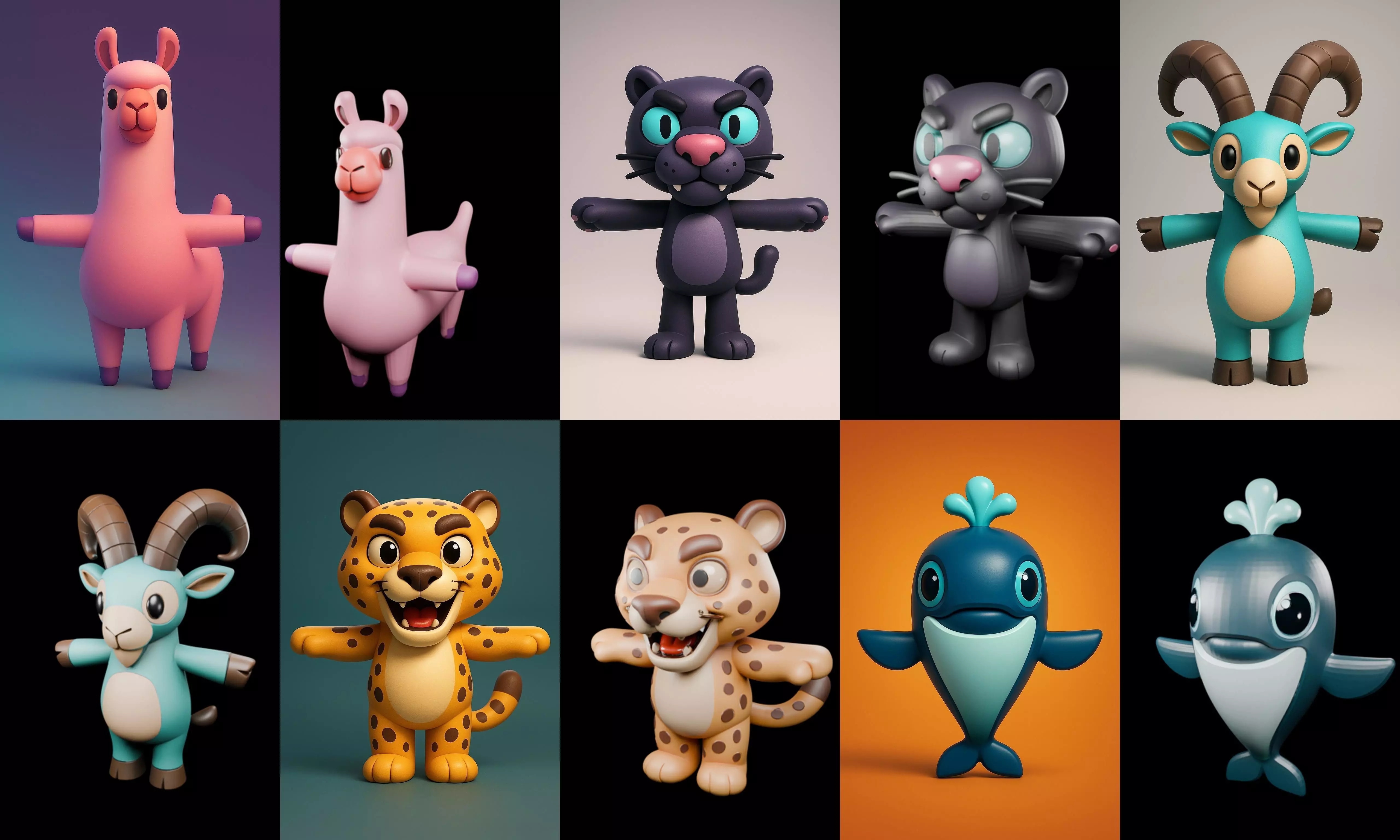 Mini Beast figurine printable bundle 7 pack 100 glb 3D model_0