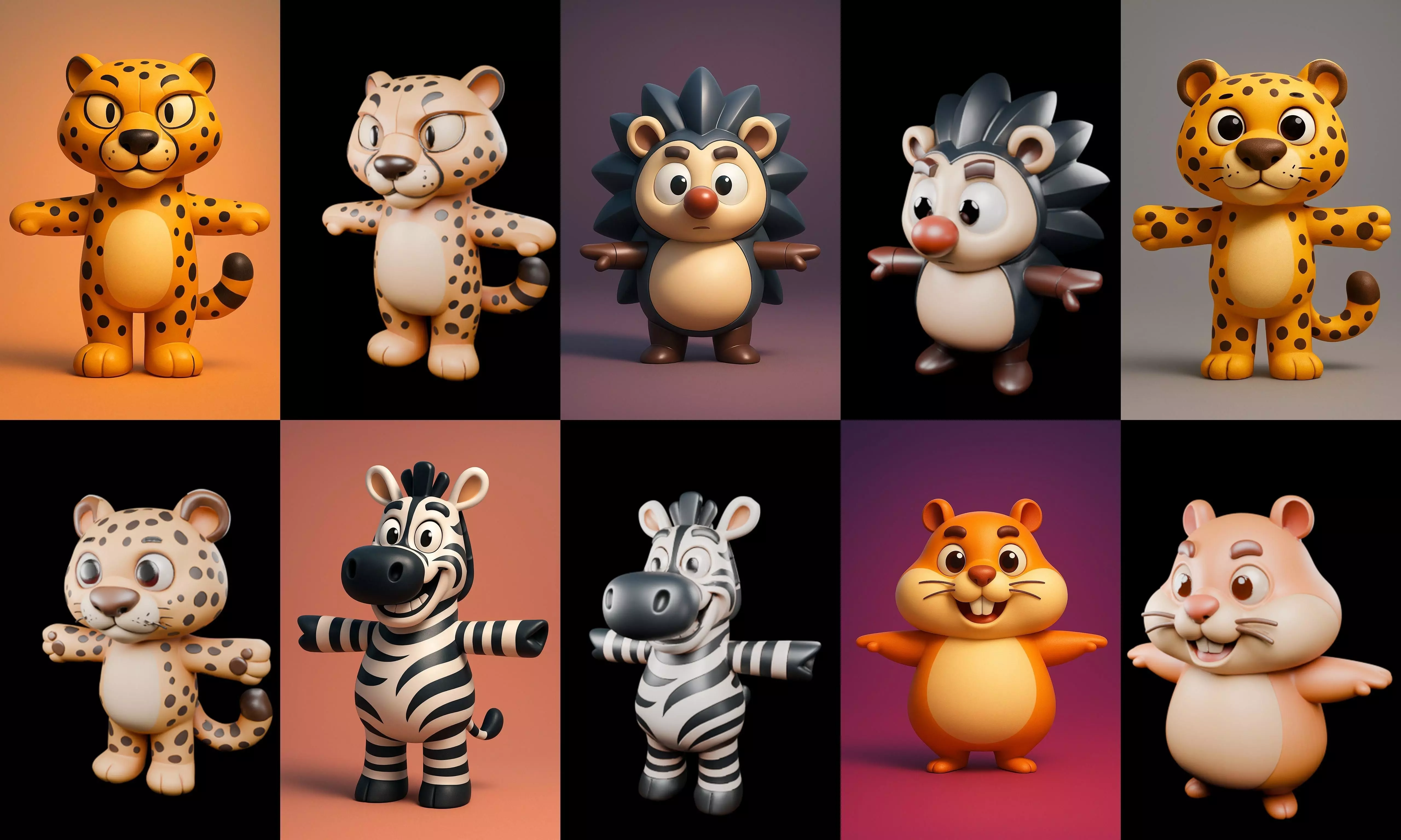 Mini Beast figurine printable bundle 7 pack 100 glb 3D model_10