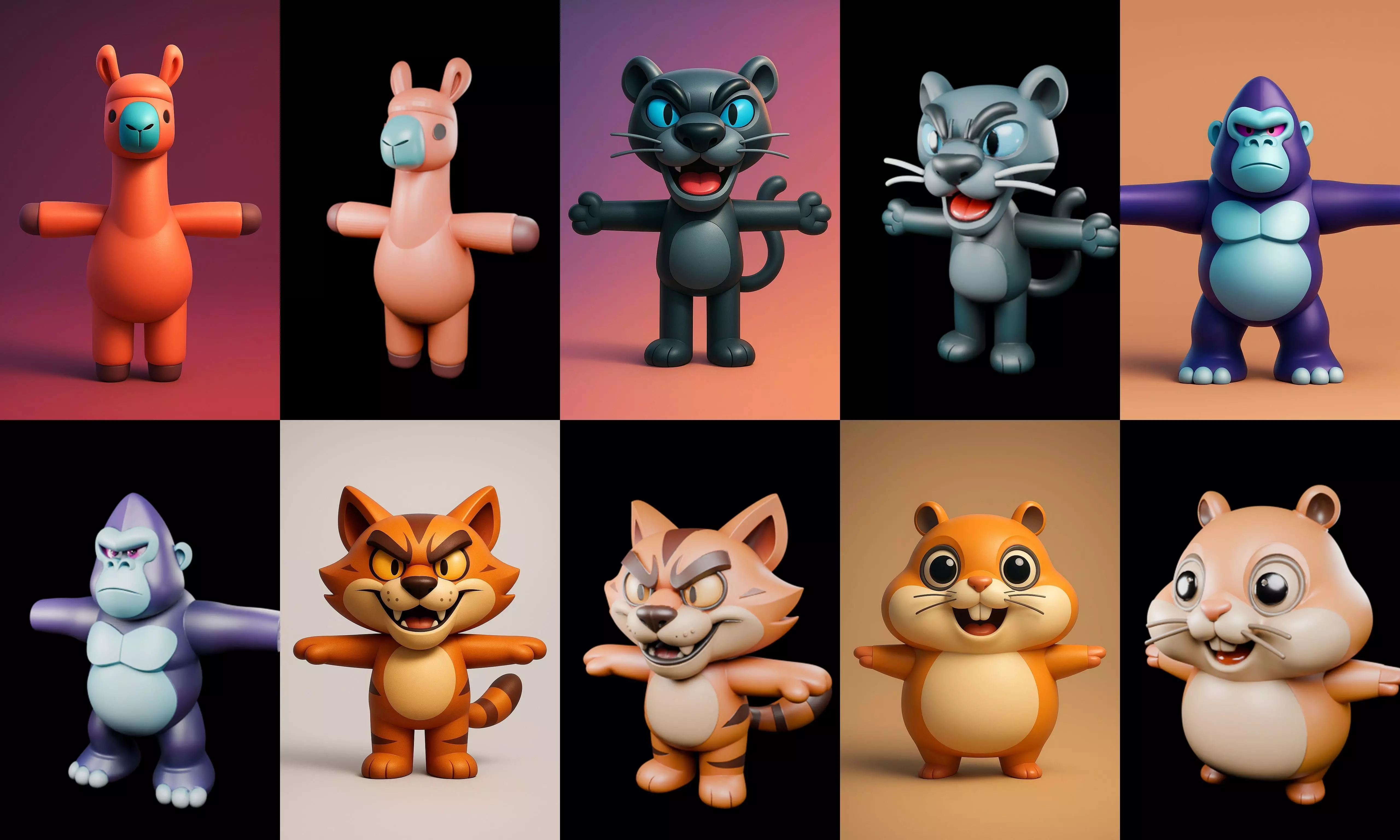 Mini Beast figurine printable bundle 7 pack 100 glb 3D model_19