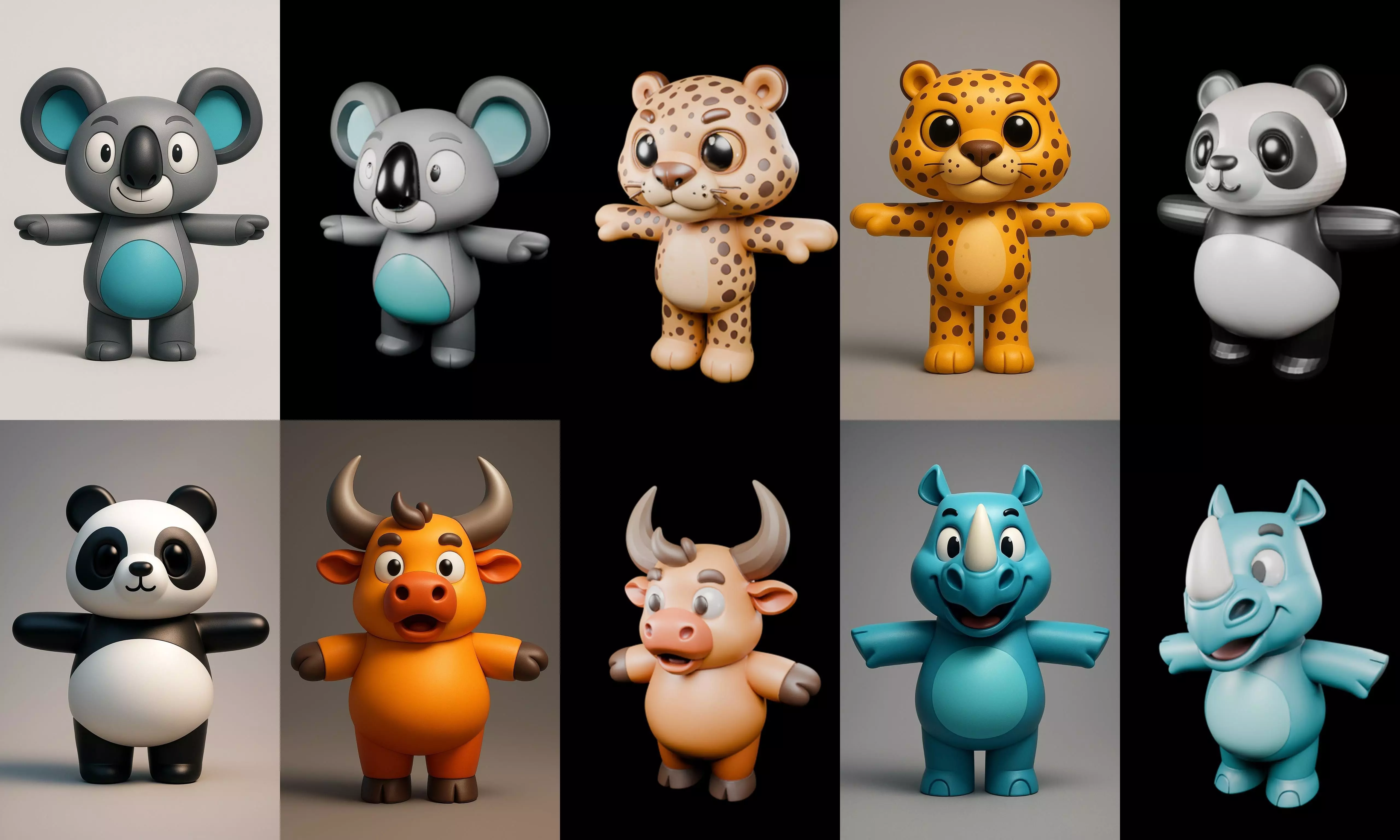 Mini Beast figurine printable bundle 7 pack 100 glb 3D model_8
