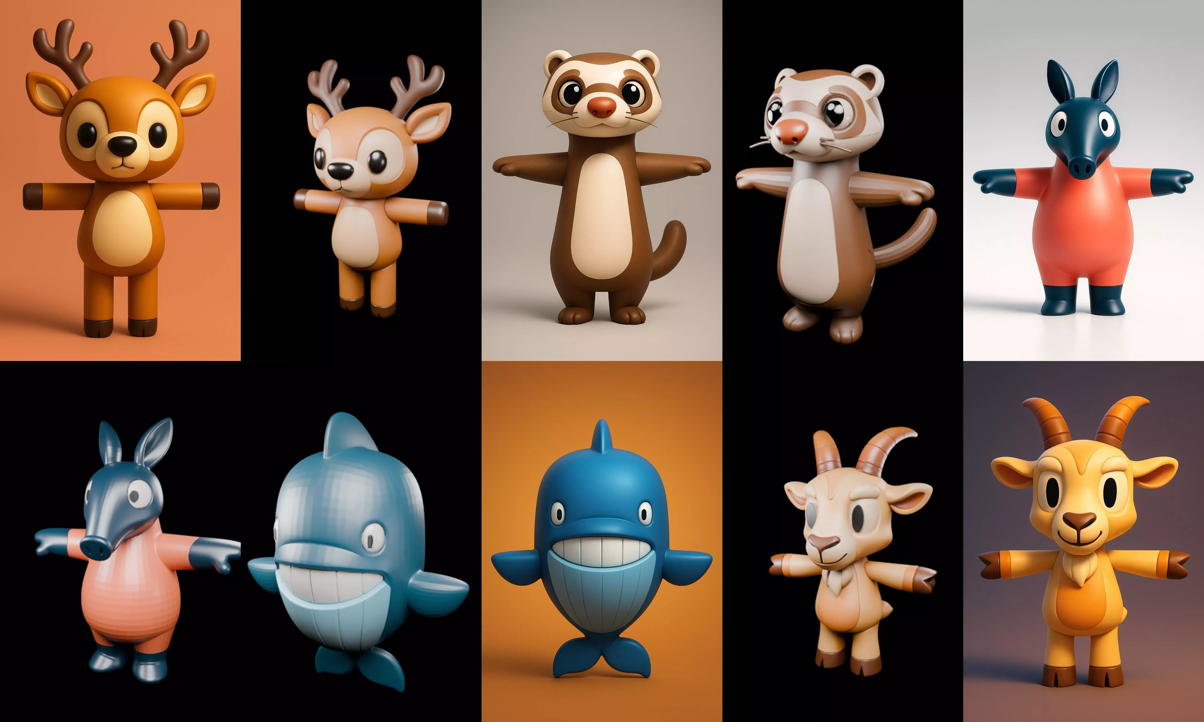 Mini Beast figurine printable bundle 7 pack 100 glb 3D model_2