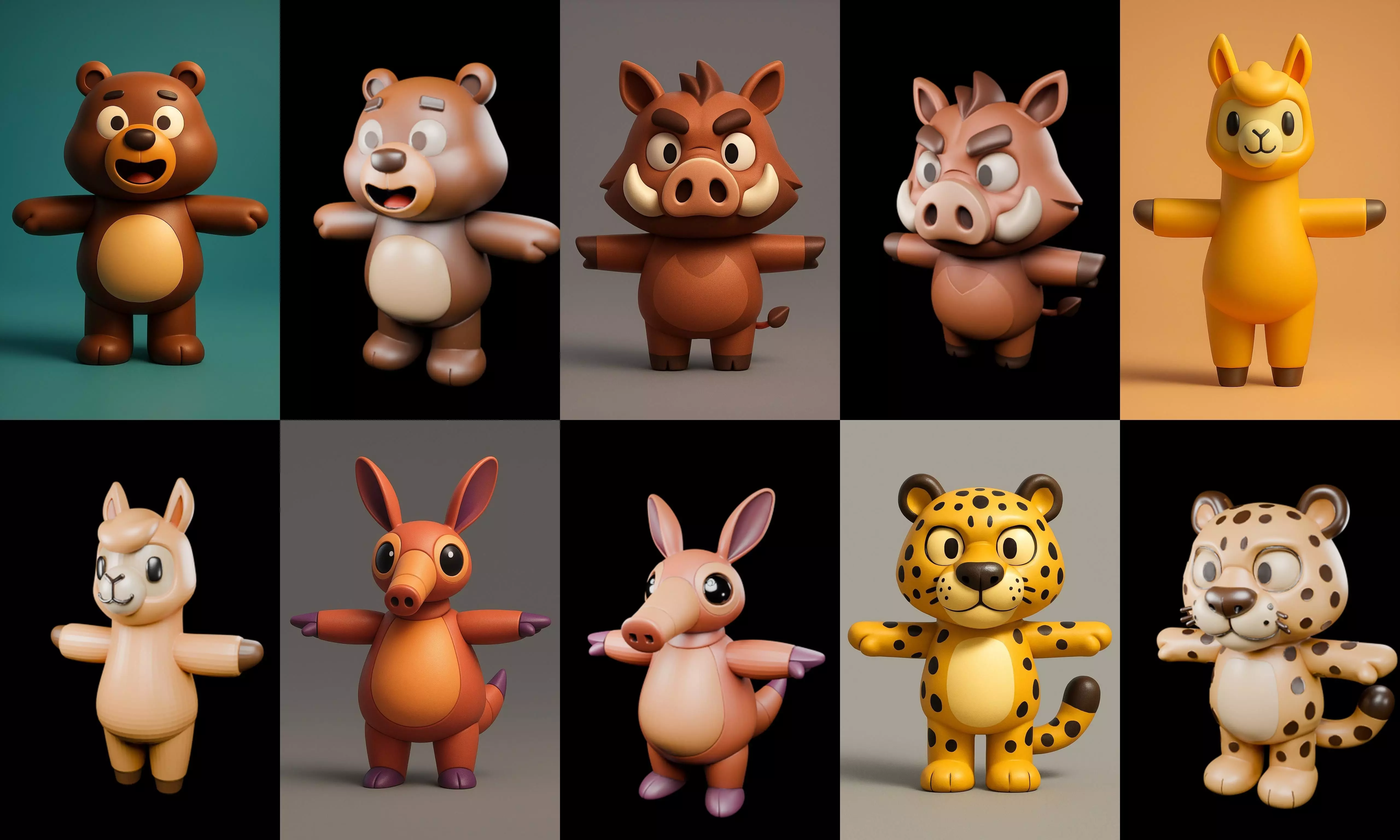 Mini Beast figurine printable bundle 7 pack 100 glb 3D model_11