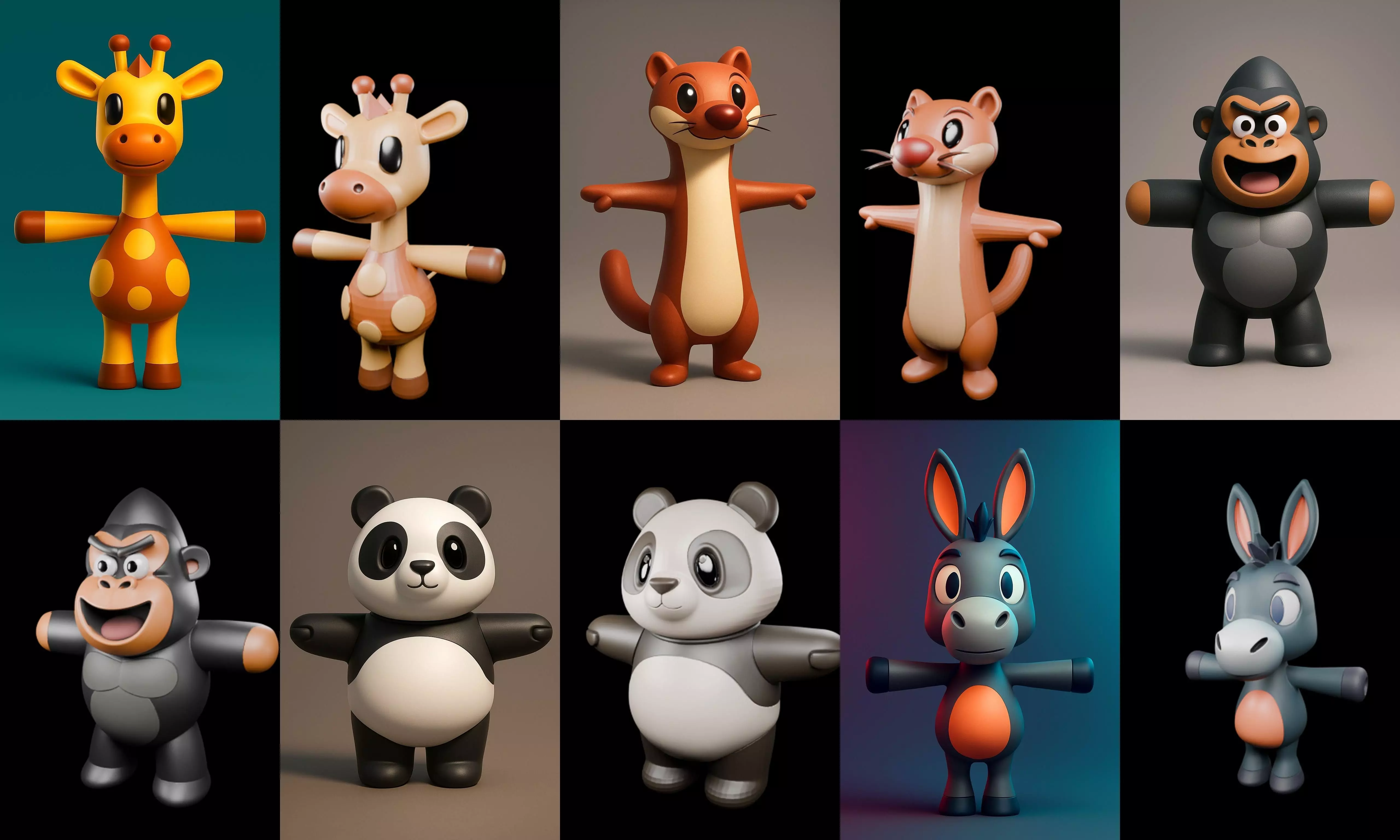 Mini Beast figurine printable bundle 7 pack 100 glb 3D model_3