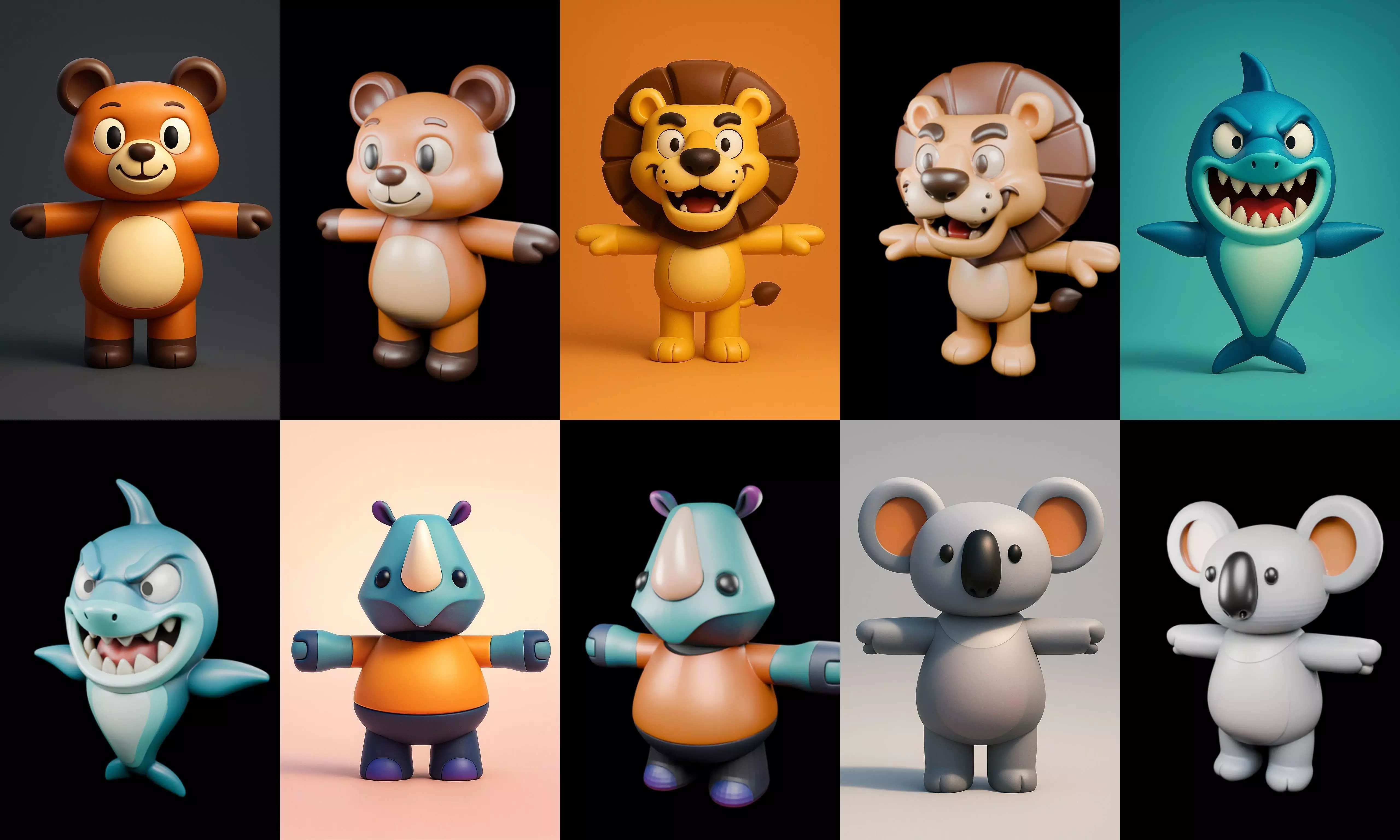 Mini Beast figurine printable bundle 7 pack 100 glb 3D model_14
