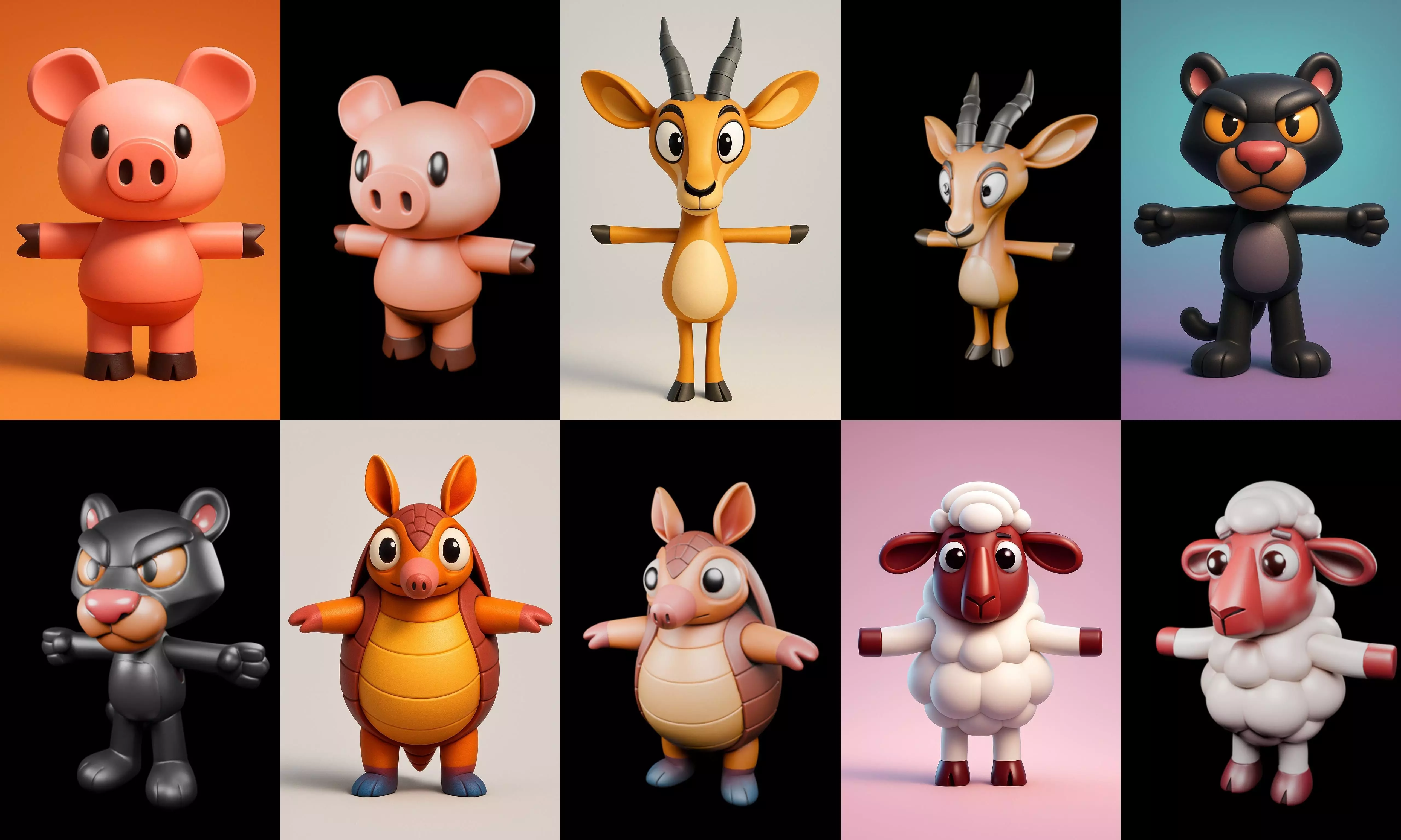 Mini Beast figurine printable bundle 7 pack 100 glb 3D model_13