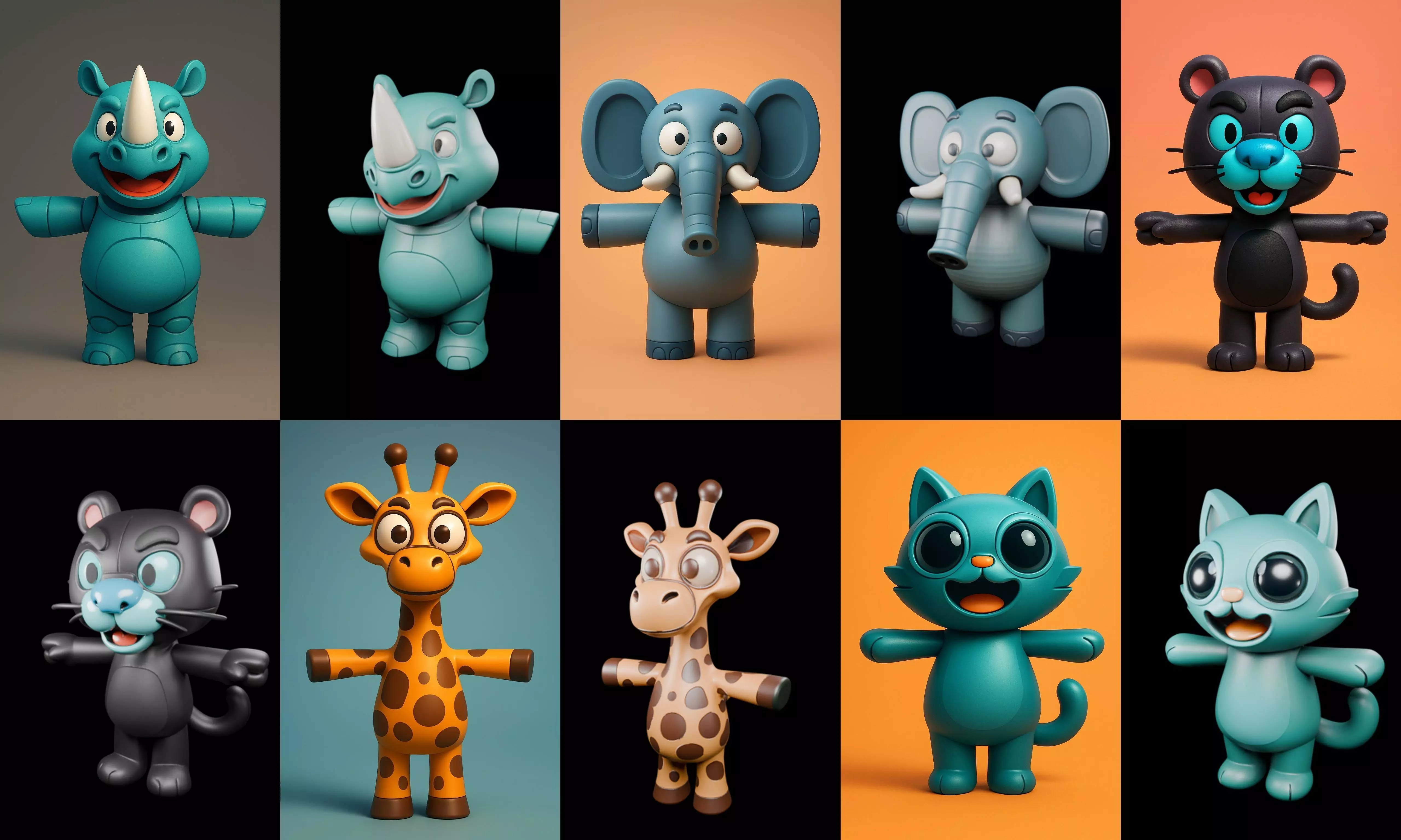 Mini Beast figurine printable bundle 7 pack 100 glb 3D model_12