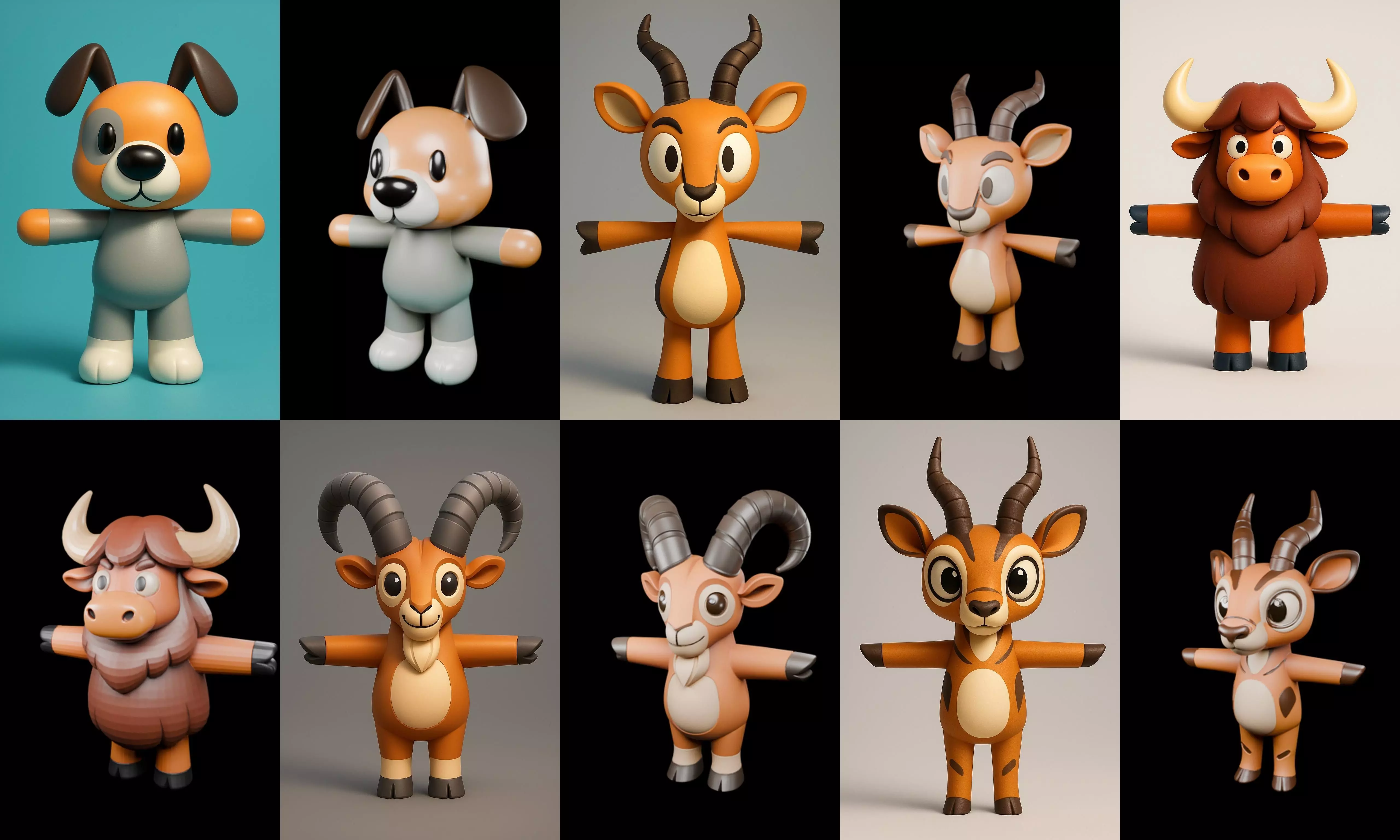 Mini Beast figurine printable bundle 7 pack 100 glb 3D model_16