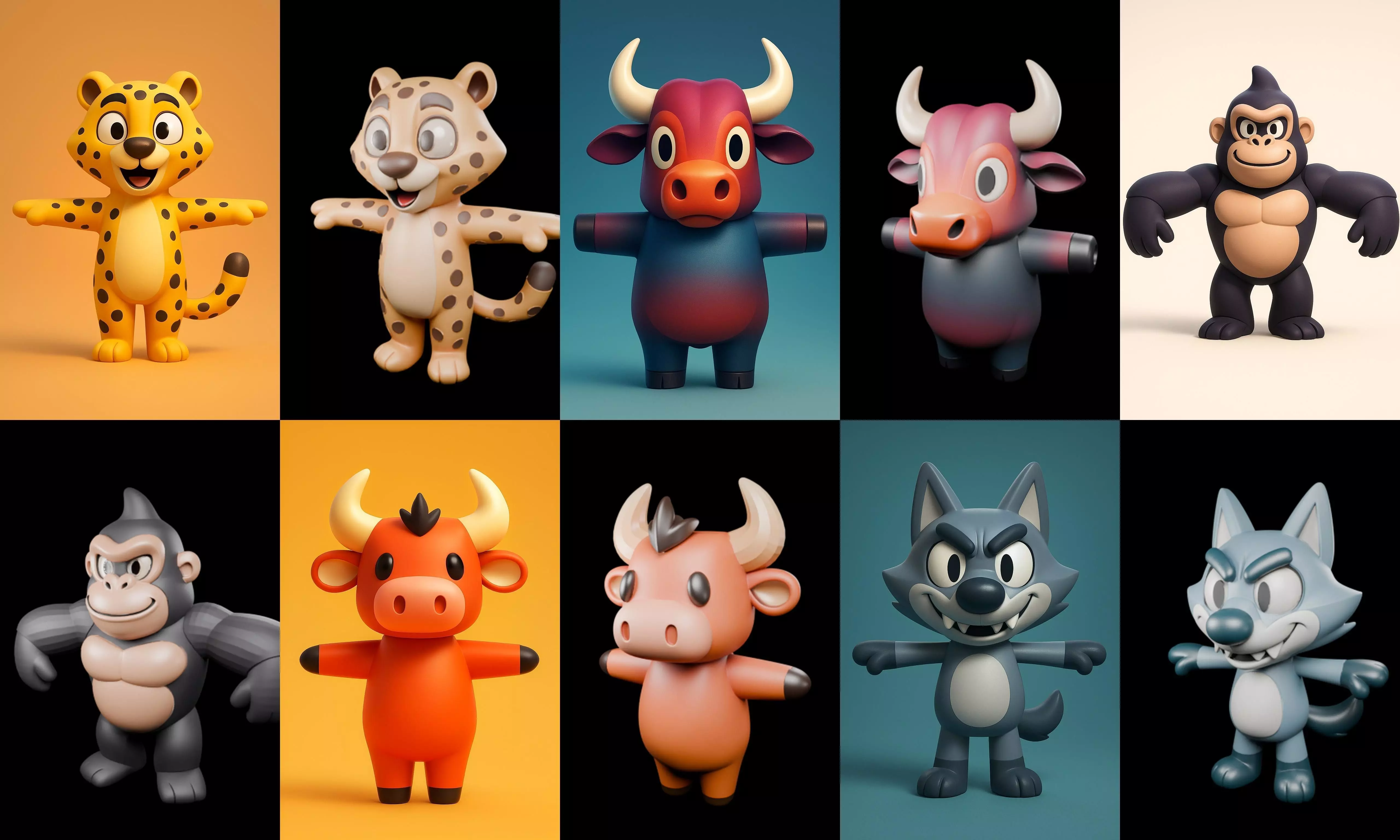 Mini Beast figurine printable bundle 7 pack 100 glb 3D model_9
