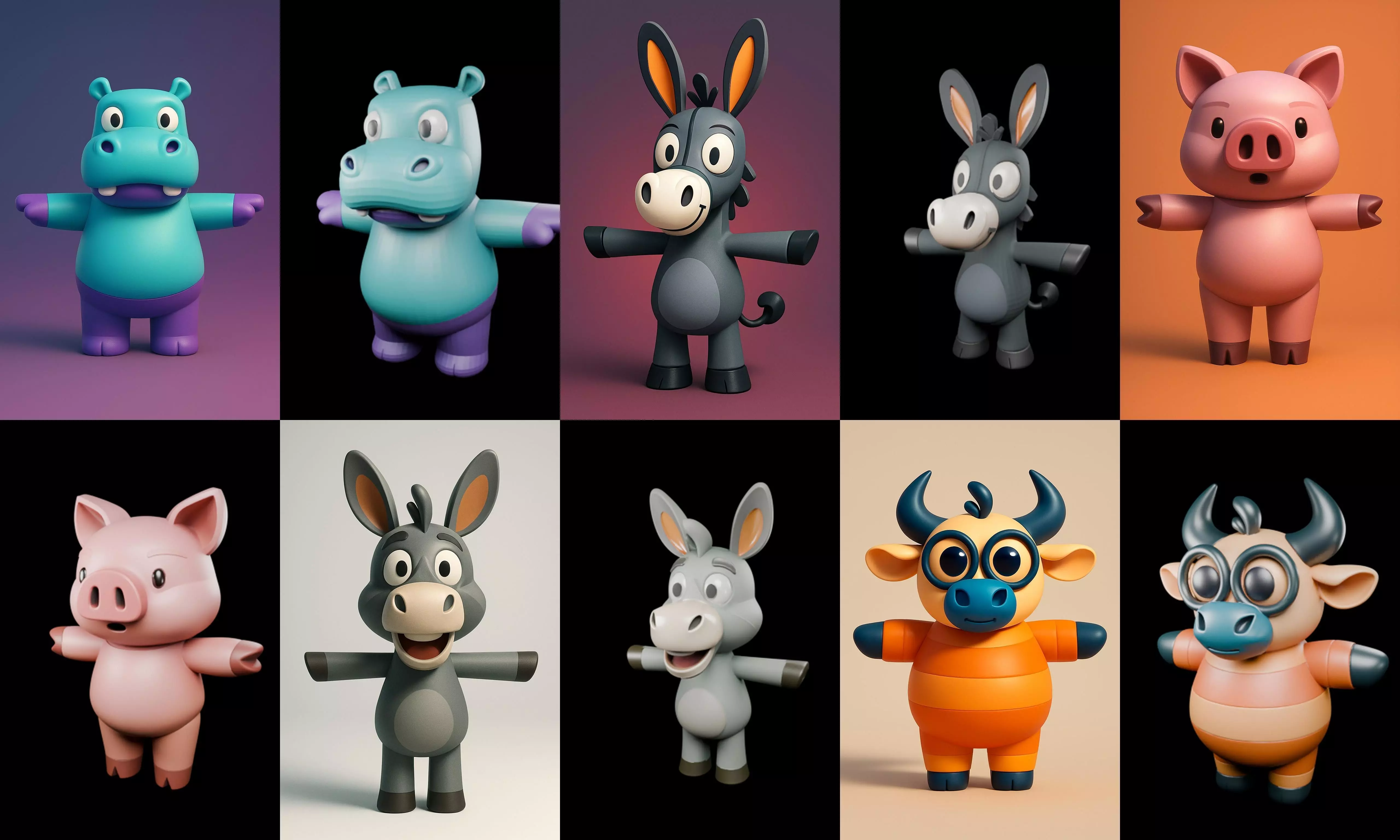 Mini Beast figurine printable bundle 7 pack 100 glb 3D model_7