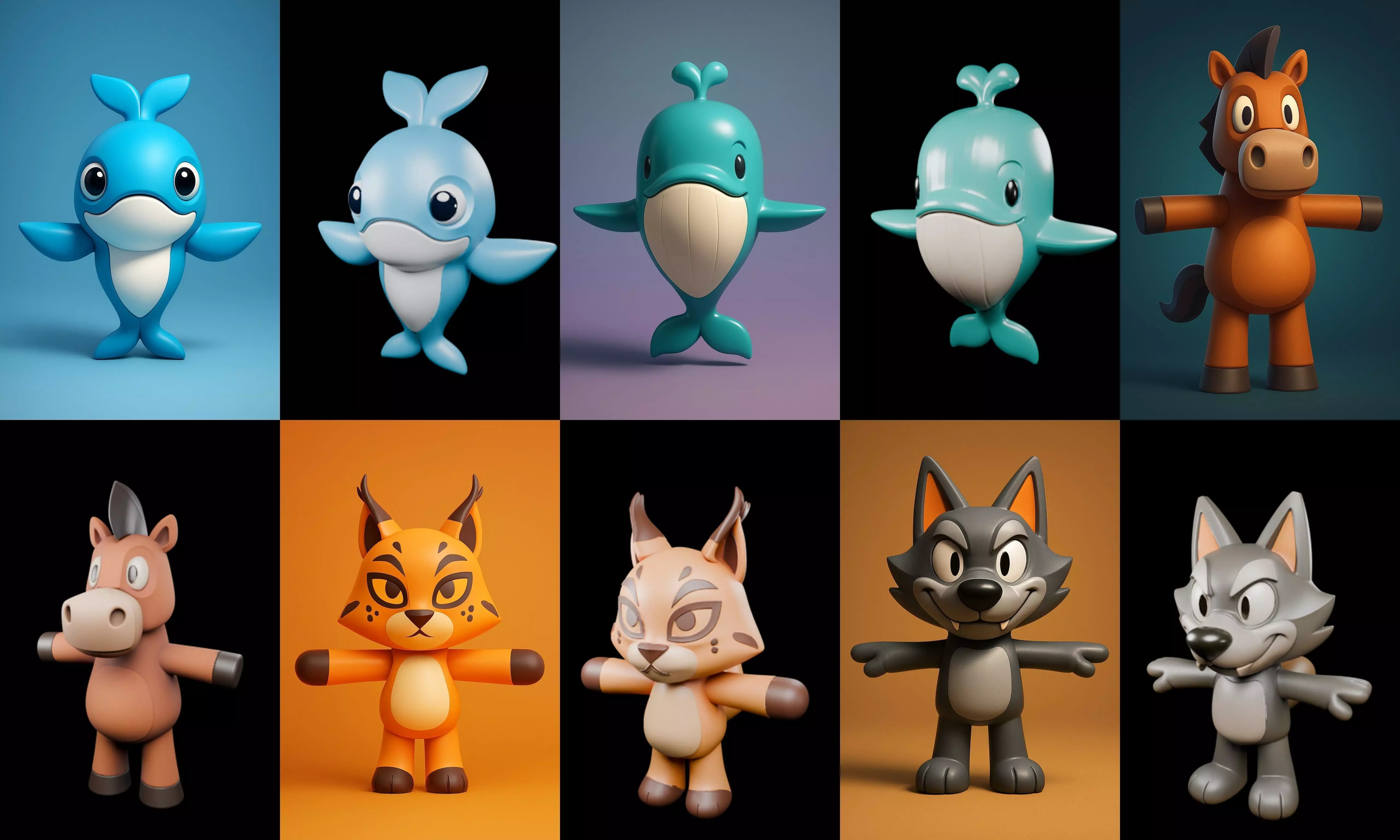 Mini Beast figurine printable bundle 6 pack 100 glb 3D model_10
