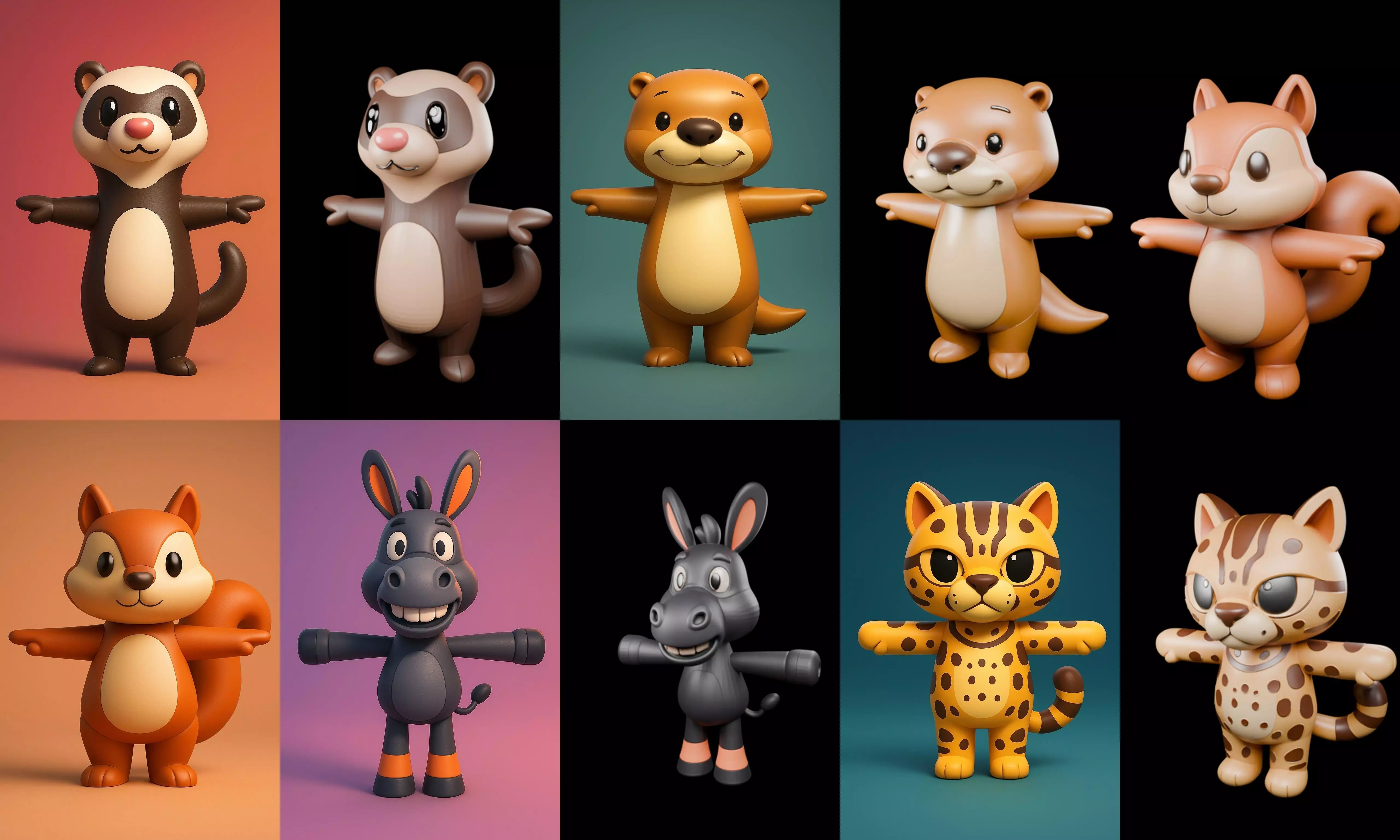 Mini Beast figurine printable bundle 6 pack 100 glb 3D model_13