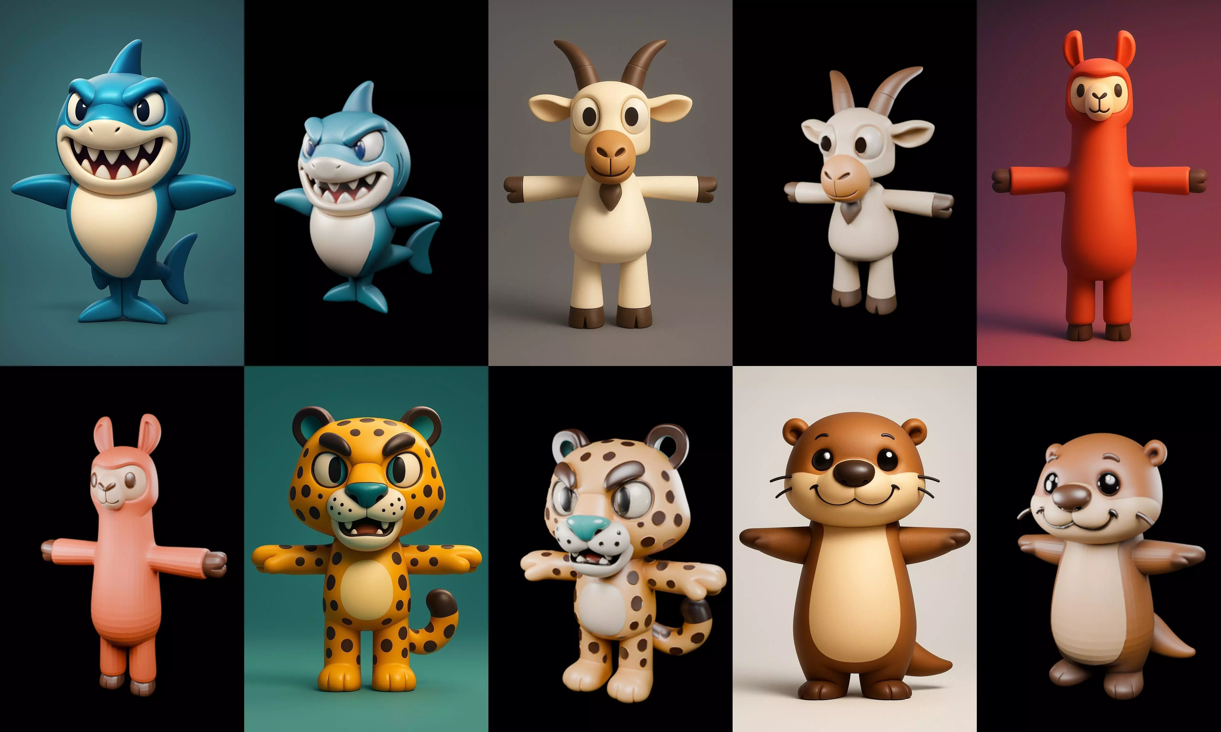 Mini Beast figurine printable bundle 6 pack 100 glb 3D model_17