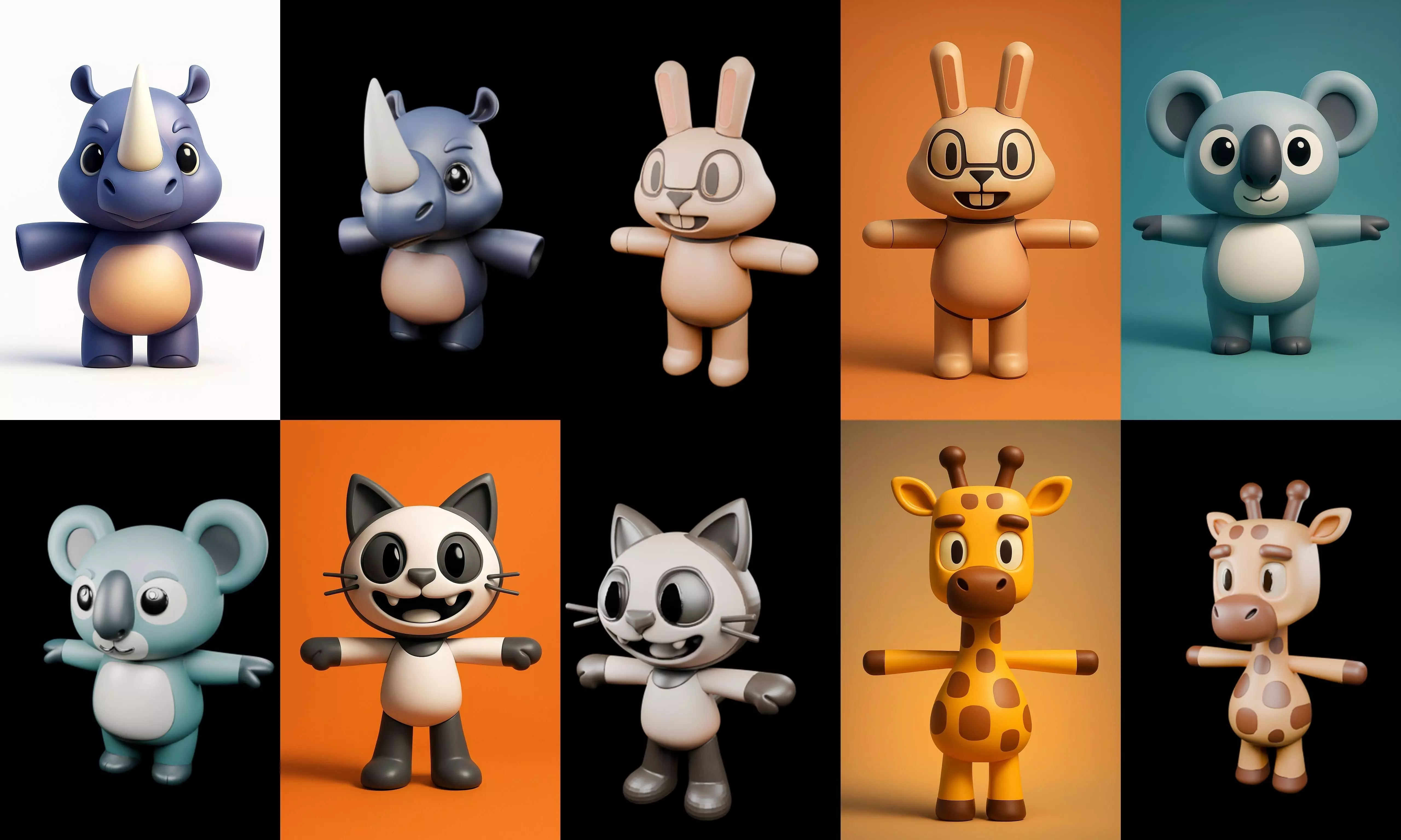 Mini Beast figurine printable bundle 6 pack 100 glb 3D model_5