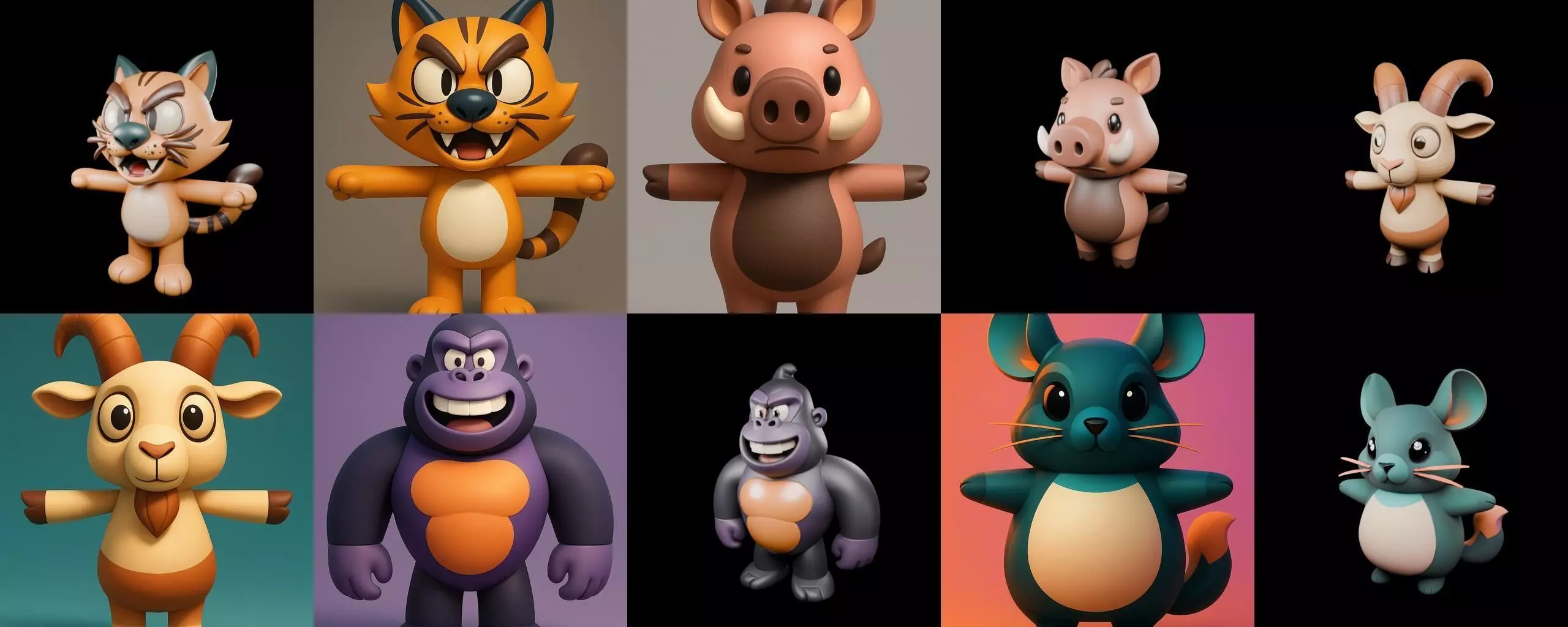 Mini Beast figurine printable bundle 6 pack 100 glb 3D model_4