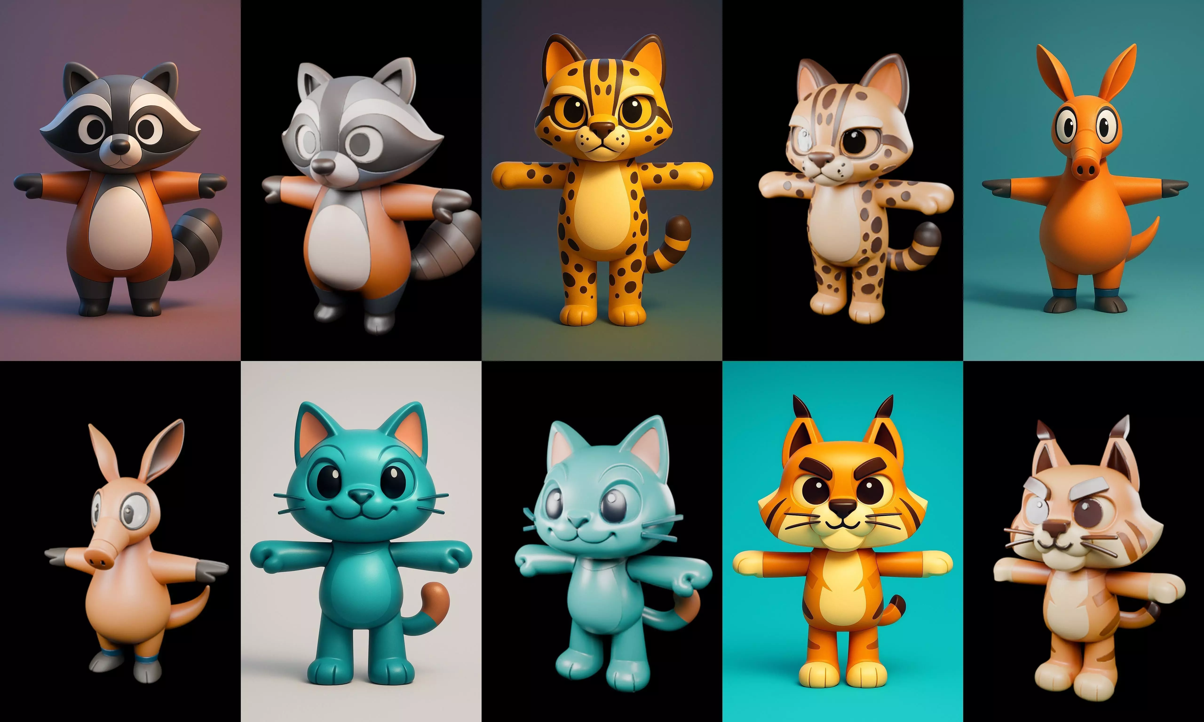Mini Beast figurine printable bundle 6 pack 100 glb 3D model_0