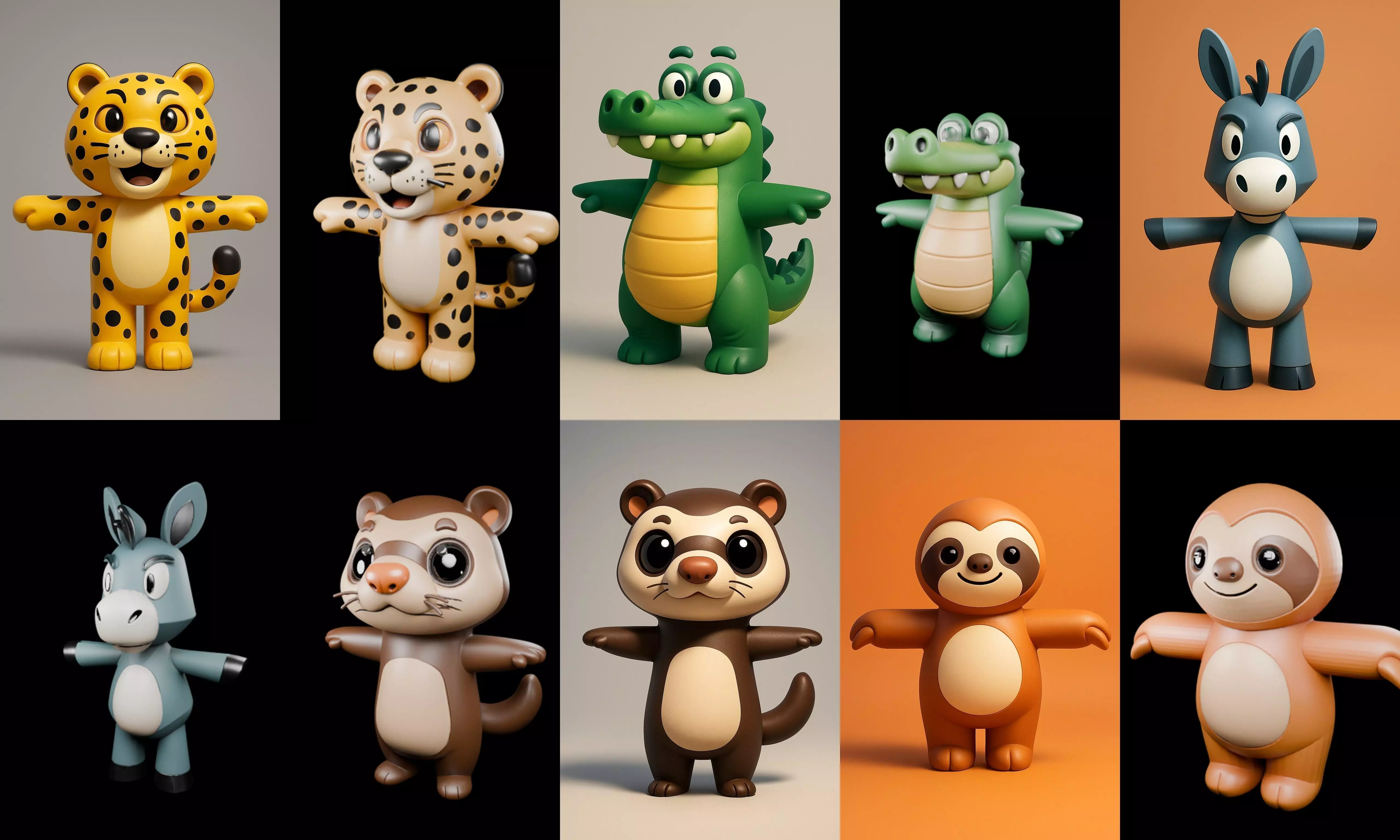 Mini Beast figurine printable bundle 6 pack 100 glb 3D model_2