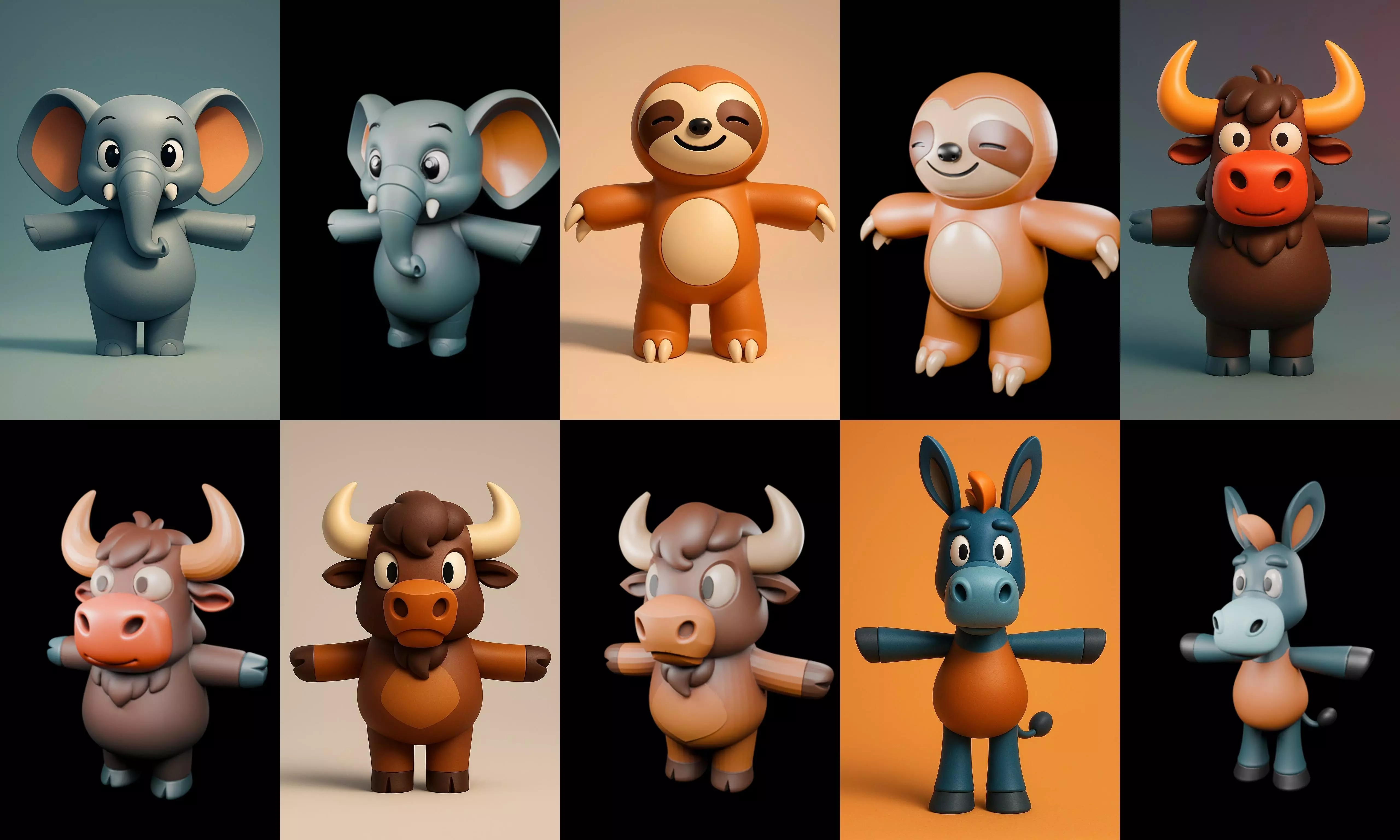 Mini Beast figurine printable bundle 6 pack 100 glb 3D model_14