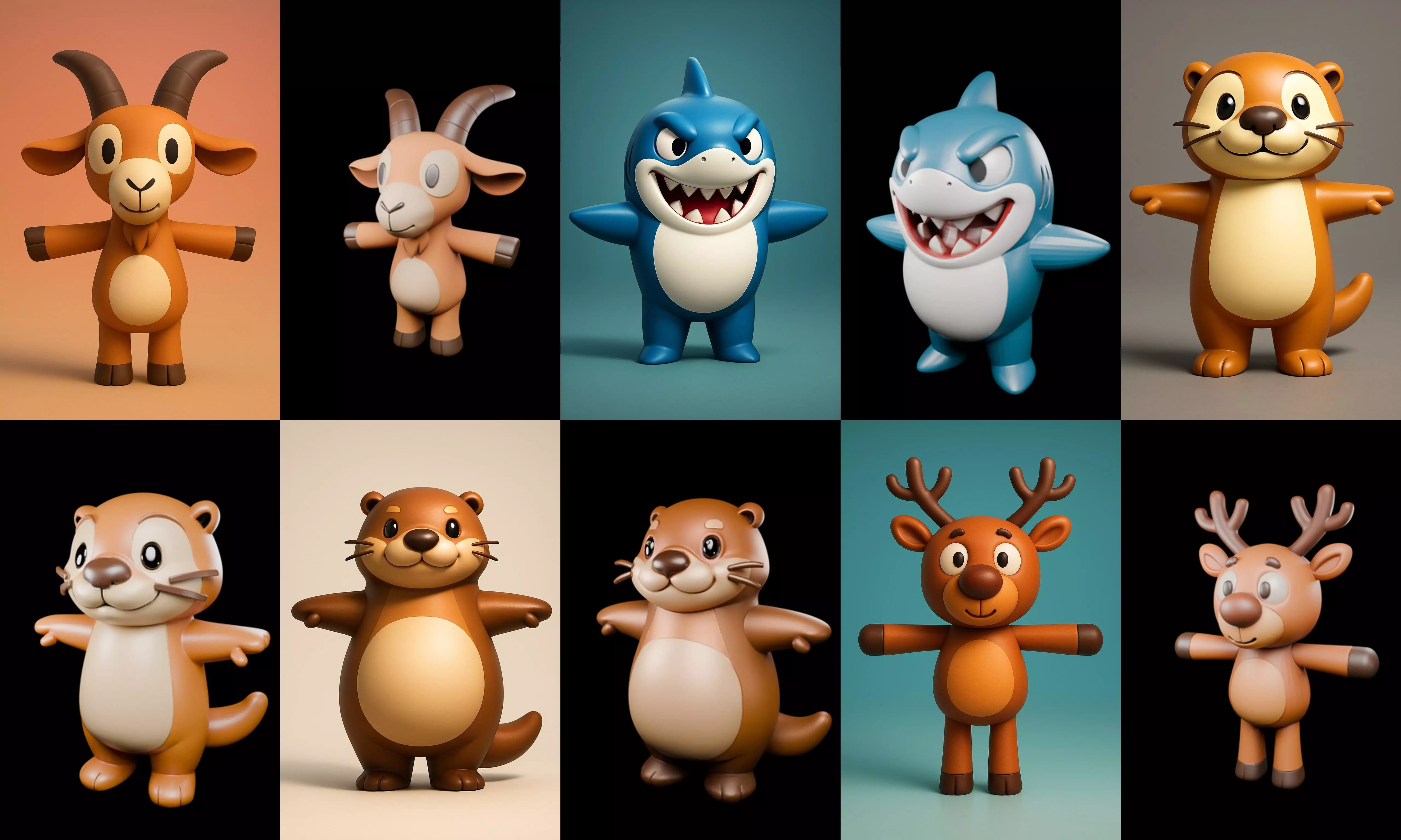 Mini Beast figurine printable bundle 6 pack 100 glb 3D model_15
