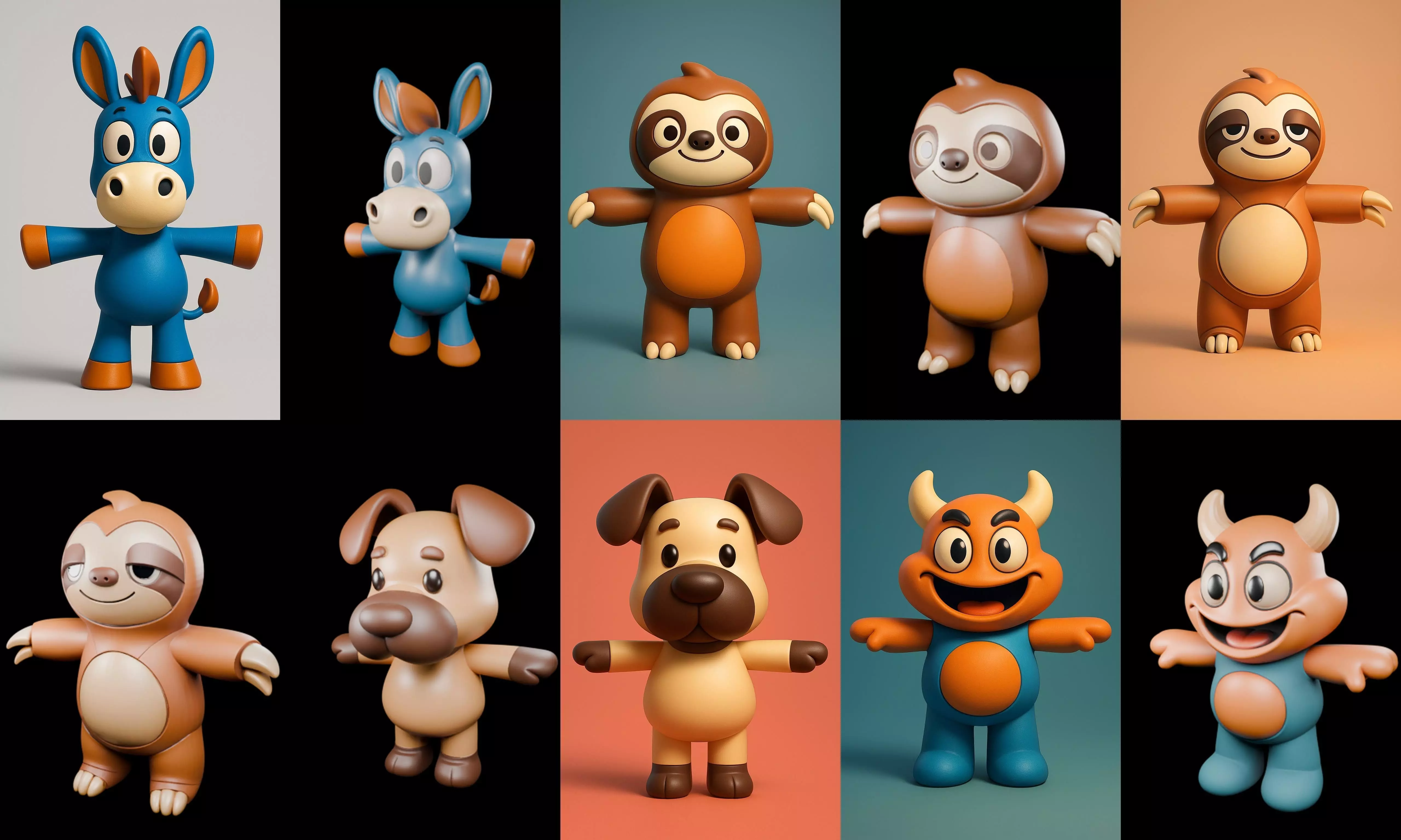 Mini Beast figurine printable bundle 6 pack 100 glb 3D model_1