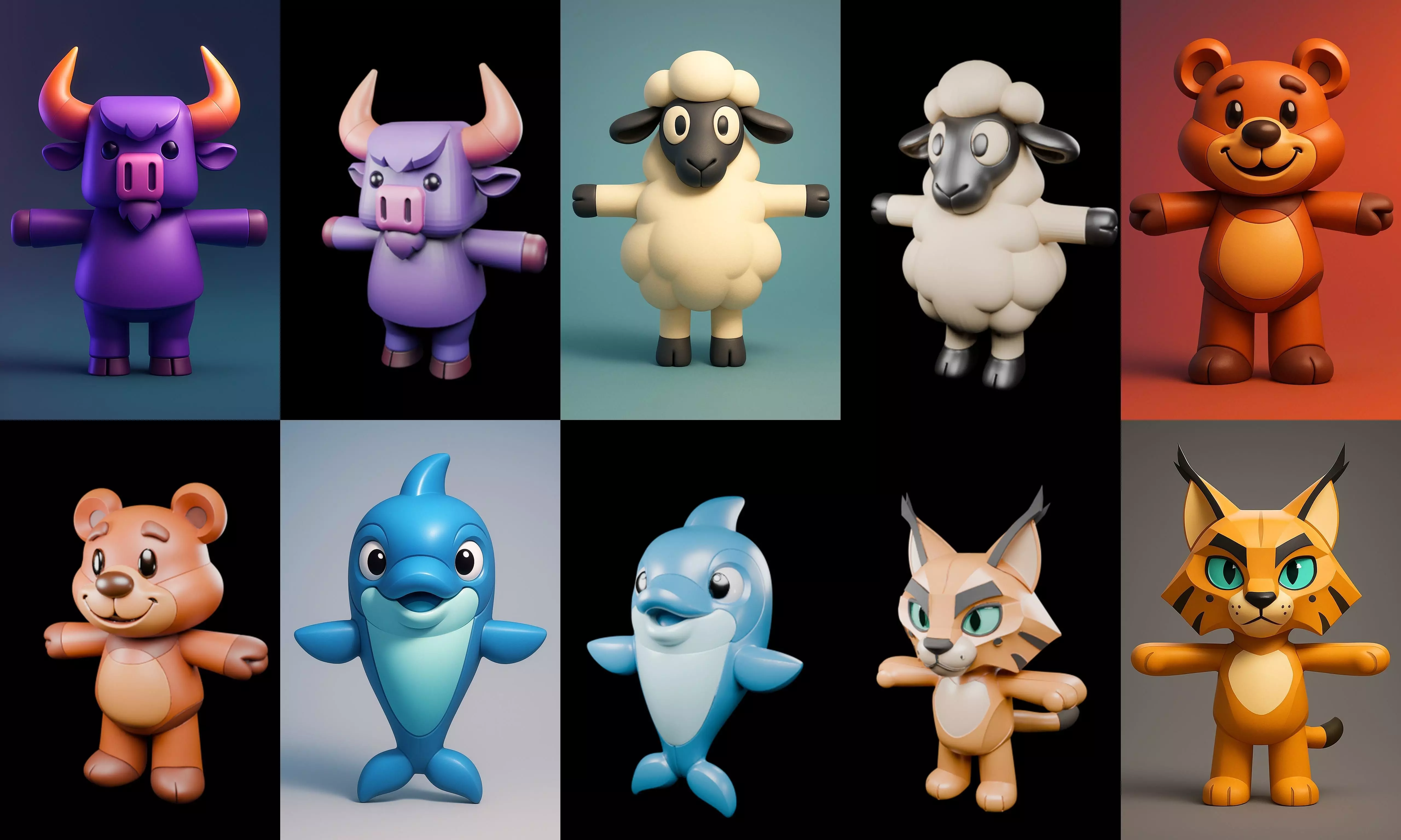 Mini Beast figurine printable bundle 6 pack 100 glb 3D model_12