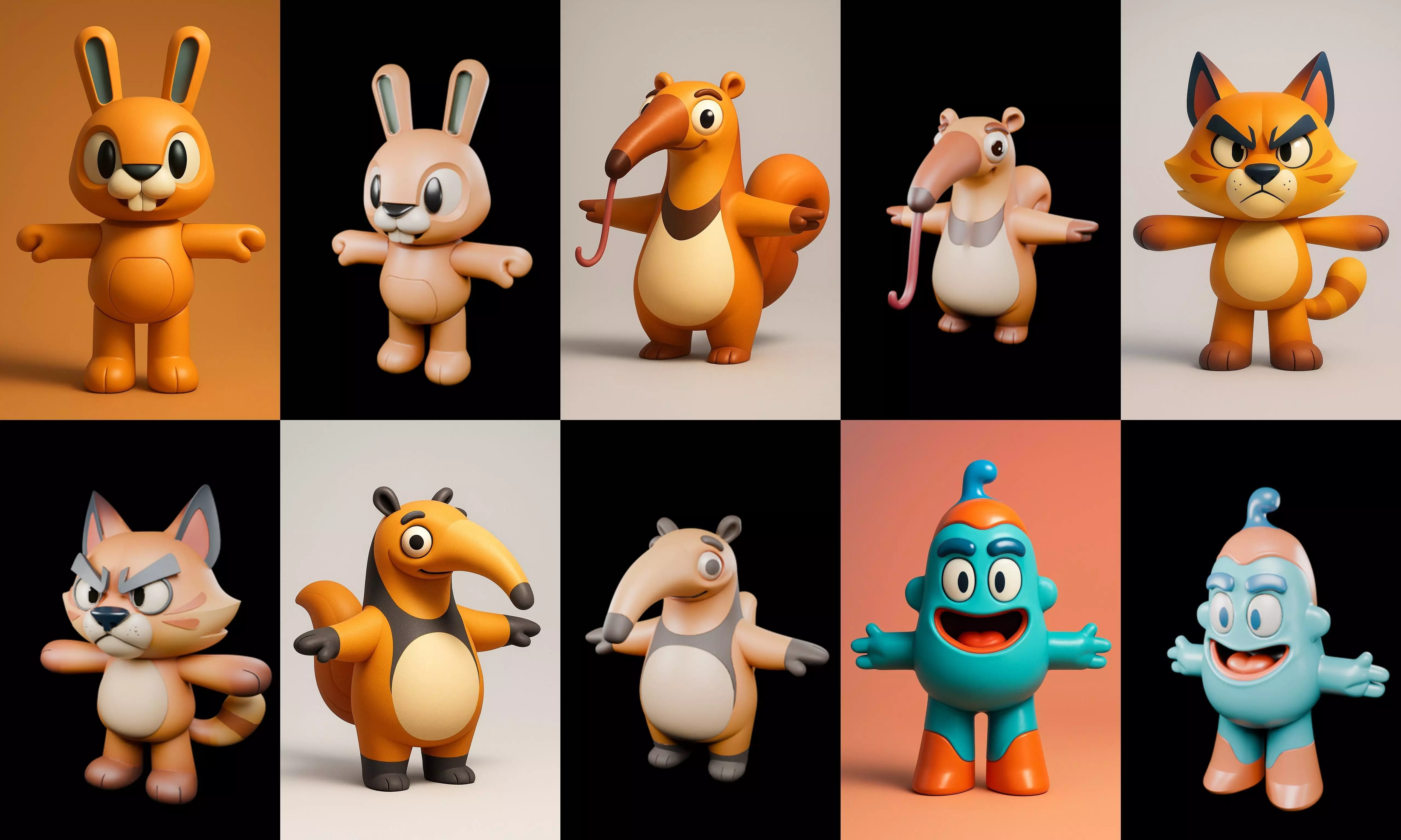 Mini Beast figurine printable bundle 6 pack 100 glb 3D model_6