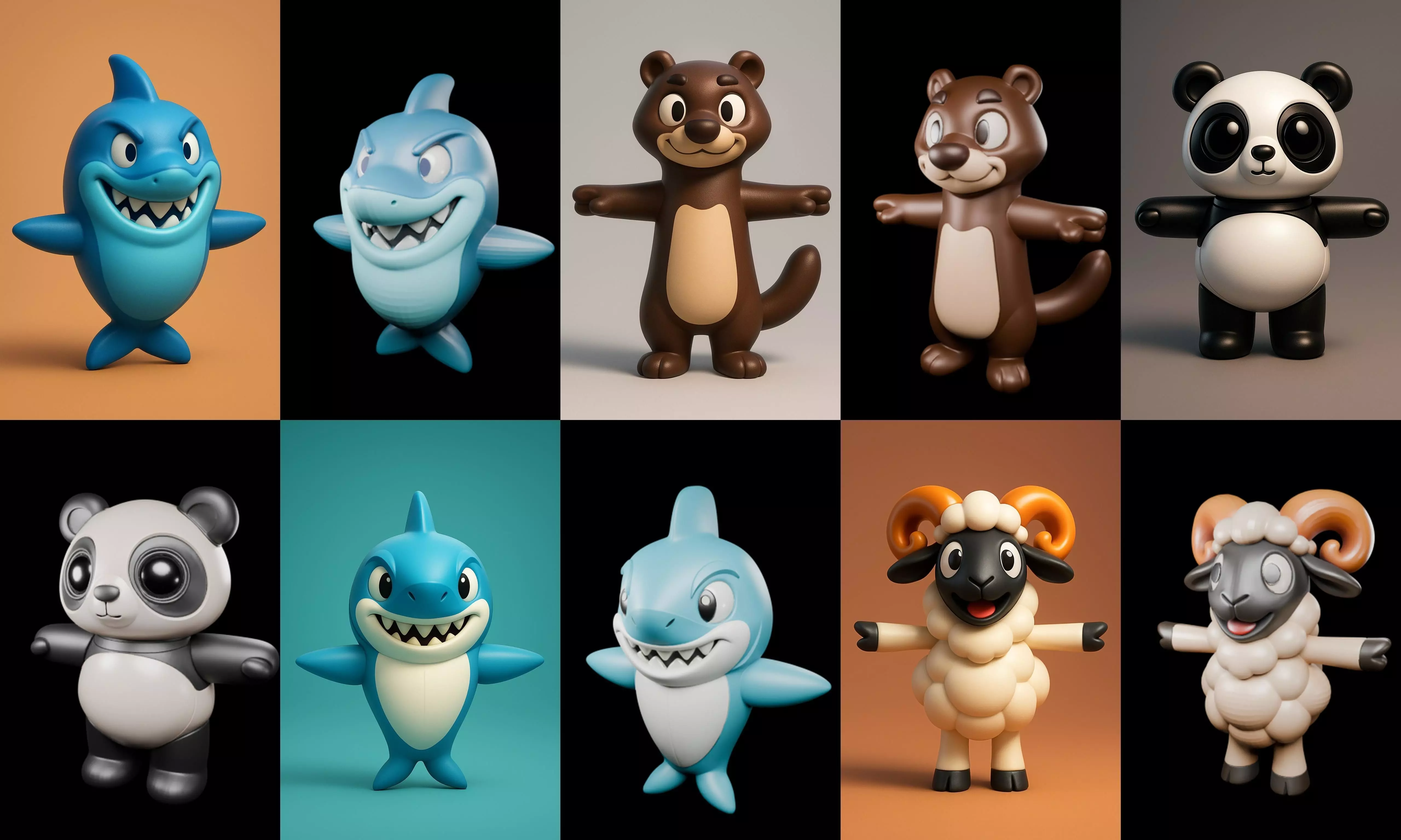 Mini Beast figurine printable bundle 6 pack 100 glb 3D model_3