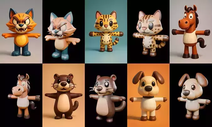 Mini Beast figurine printable bundle 5 pack 100 glb