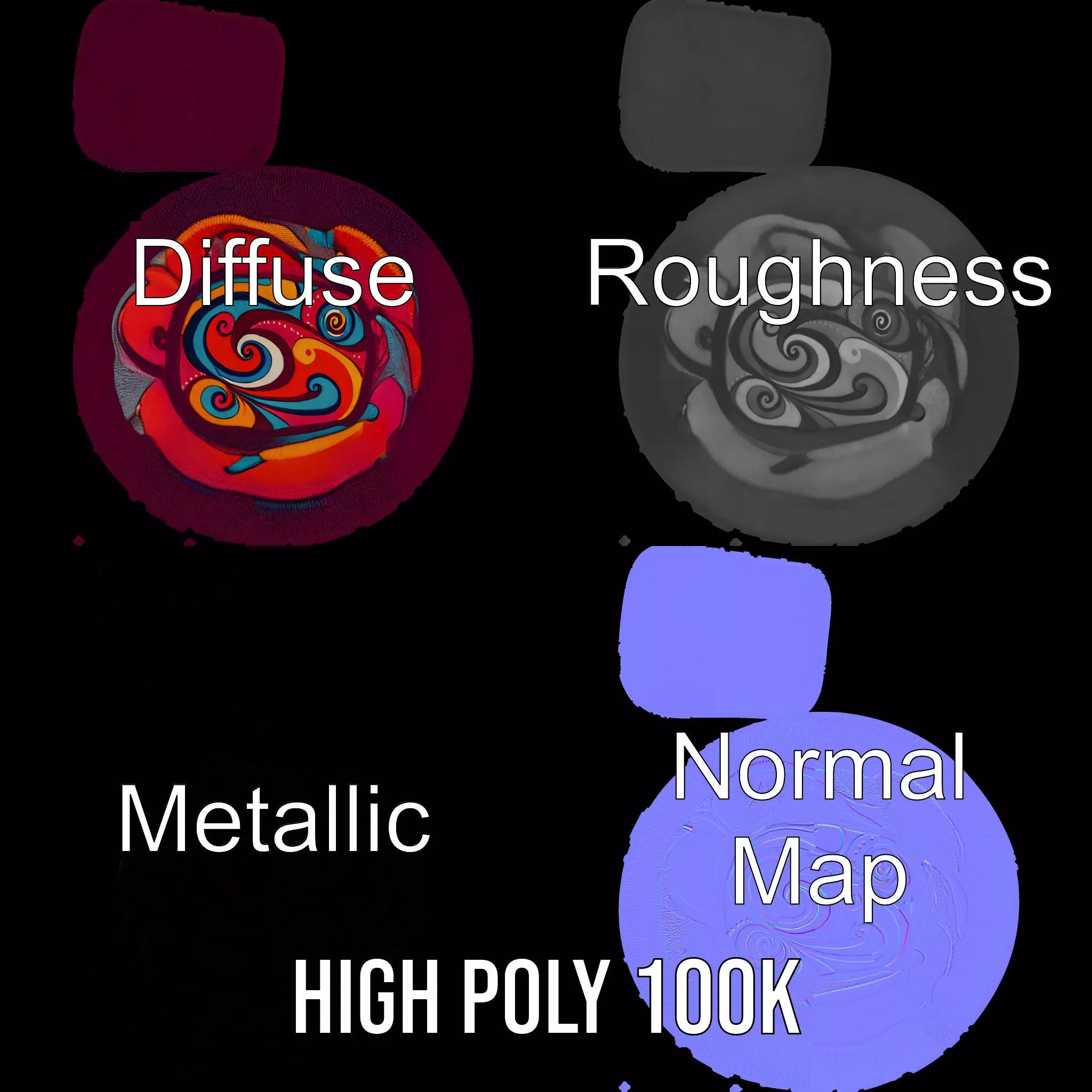 Colorful Swirls Doormat Model Pack Low-poly 3D model_4