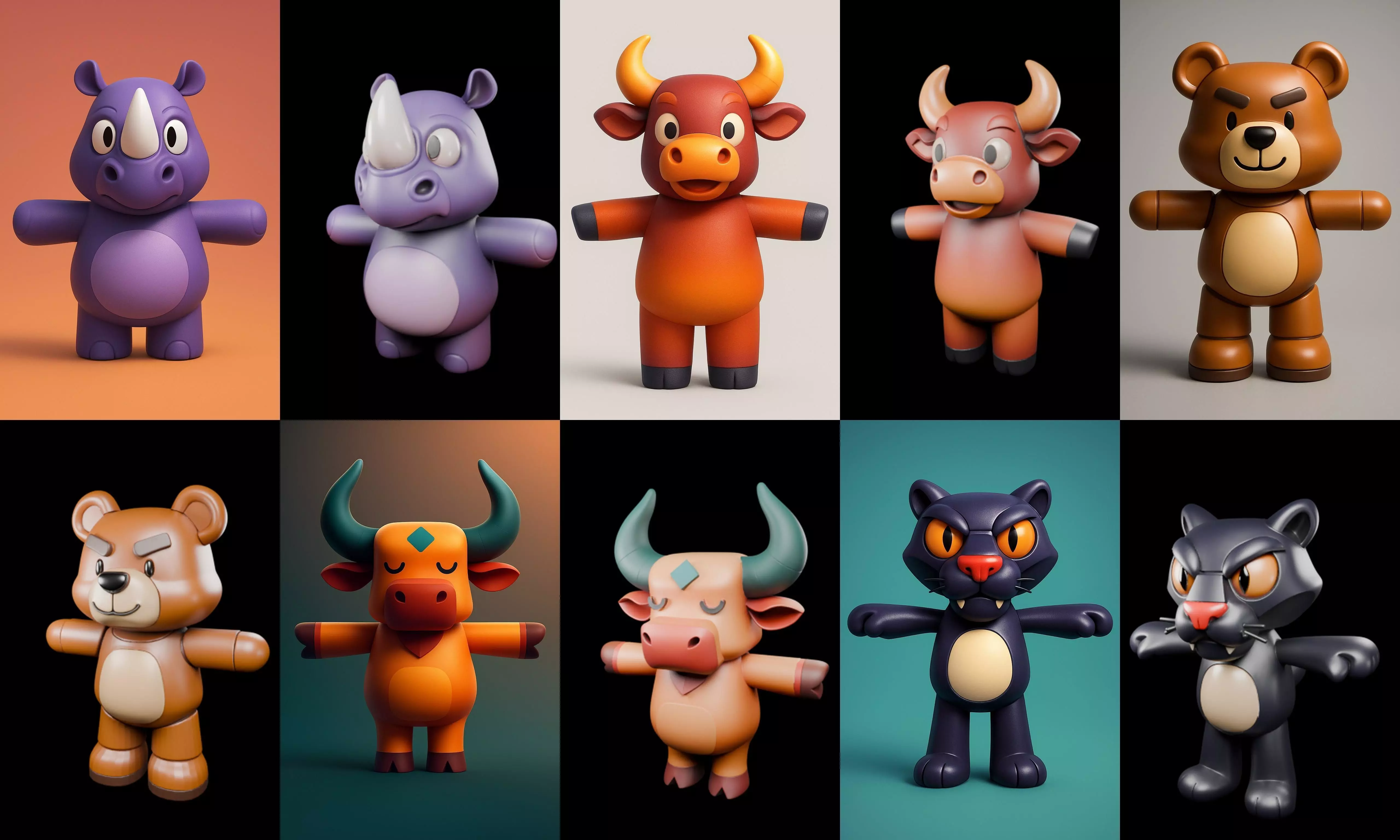 Mini Beast figurine printable bundle 4 pack 100 glb 3D model_18